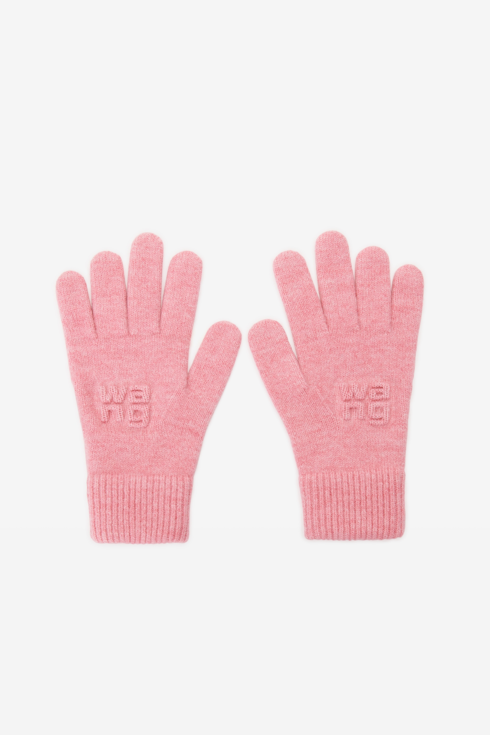 embossed logo gloves in stretch wool - 1