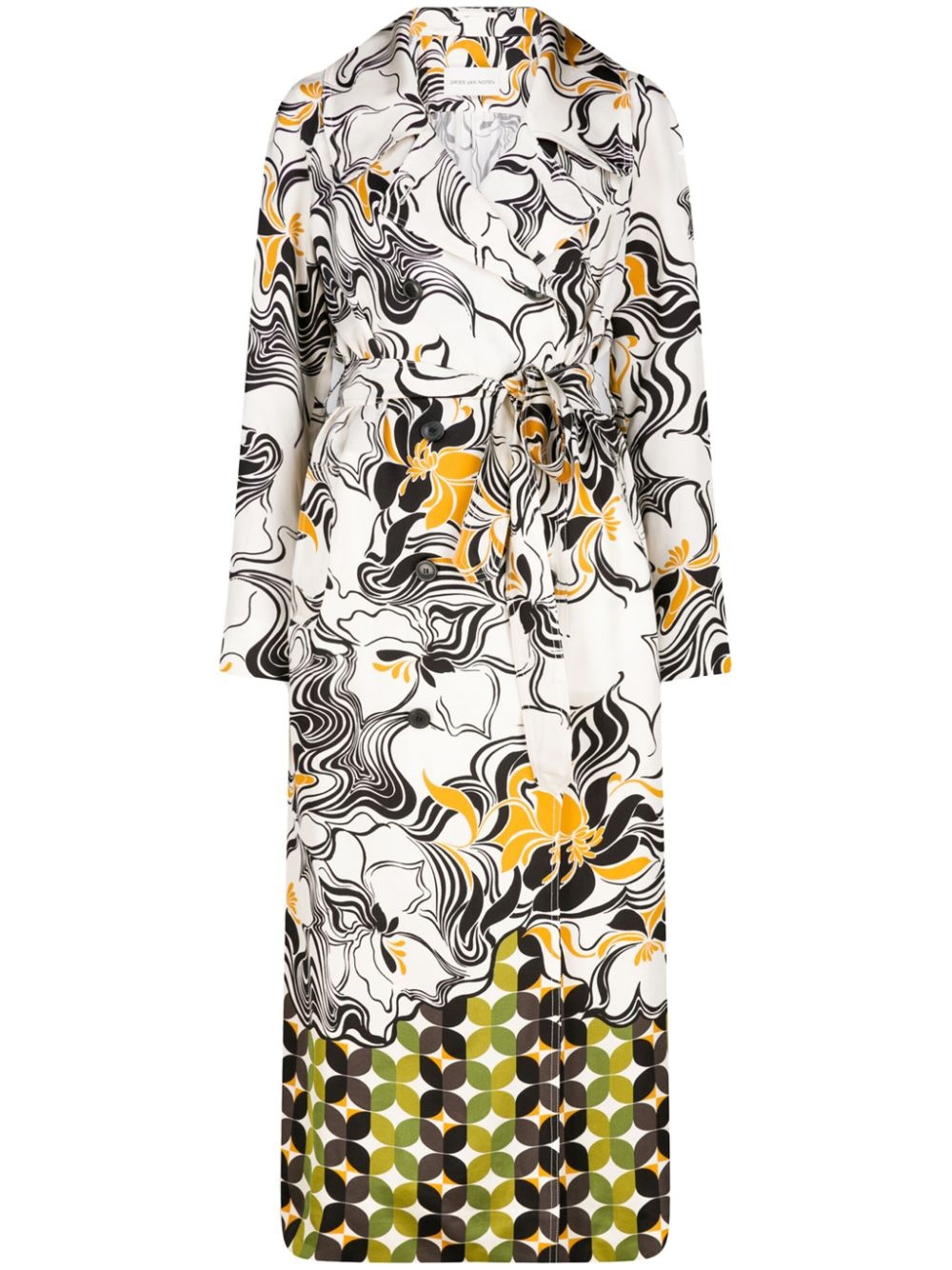 double-breasted swirl-print coat - 1