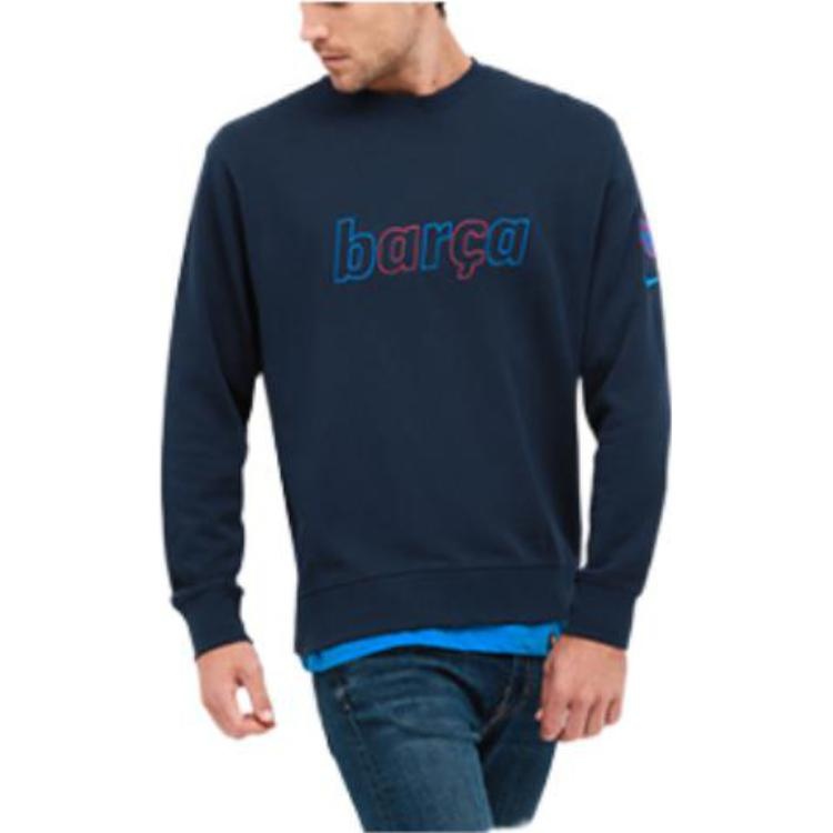 Men's Nike Solid Color Alphabet Printing Round Neck Sports Blue DA2950-451 - 3