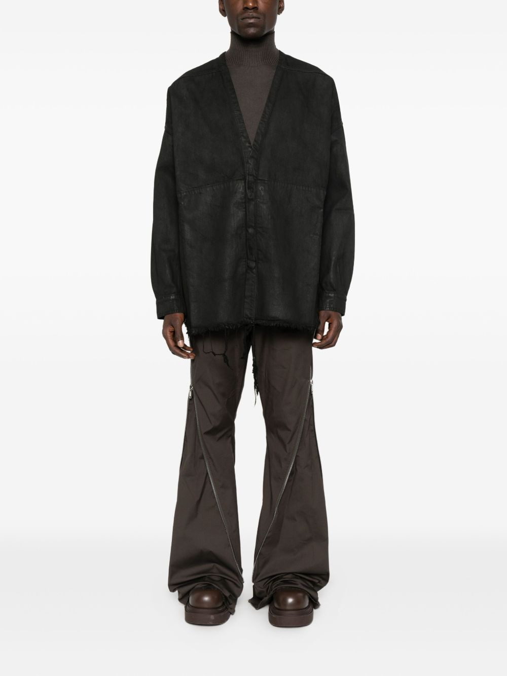 frayed cotton coat - 2