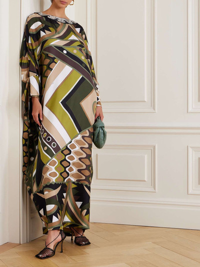 PUCCI Bead-embellished printed silk-twill kaftan outlook