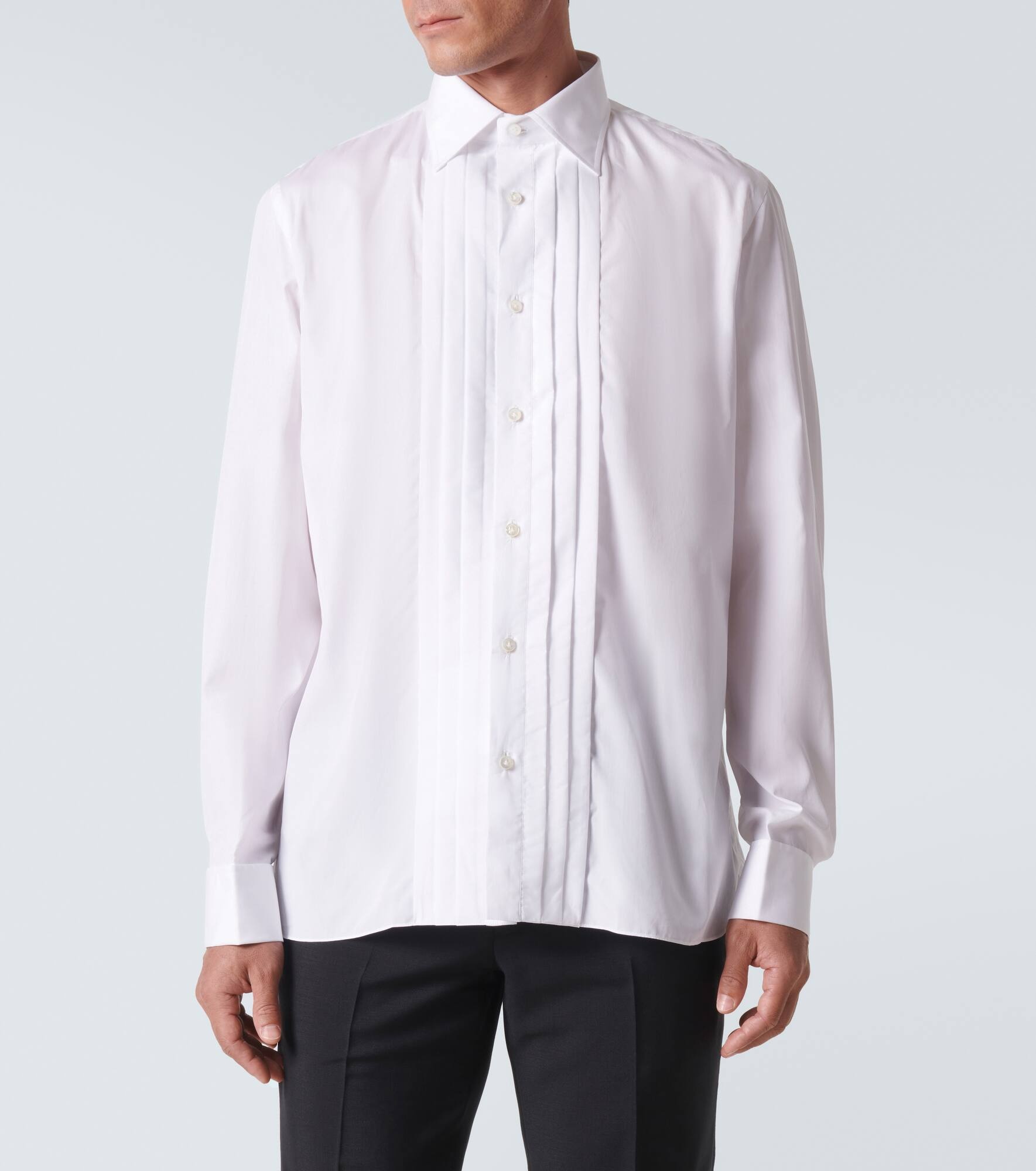 Pleated cotton tuxedo shirt - 3