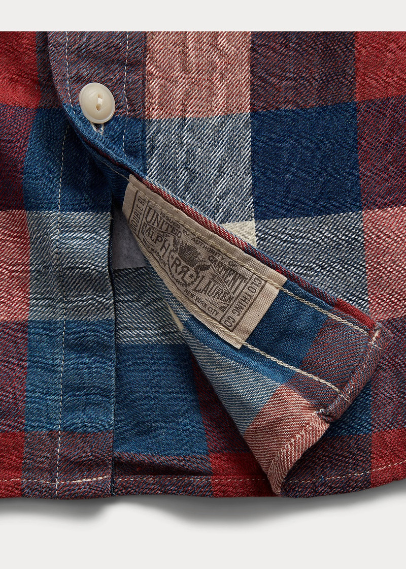 Indigo Plaid Cotton-Linen Workshirt 5