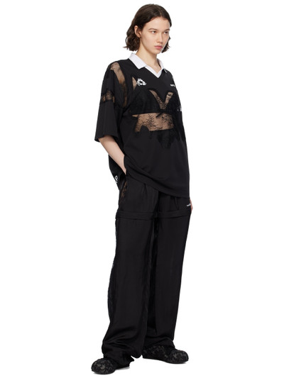 pushBUTTON Black Lace Track Pants outlook