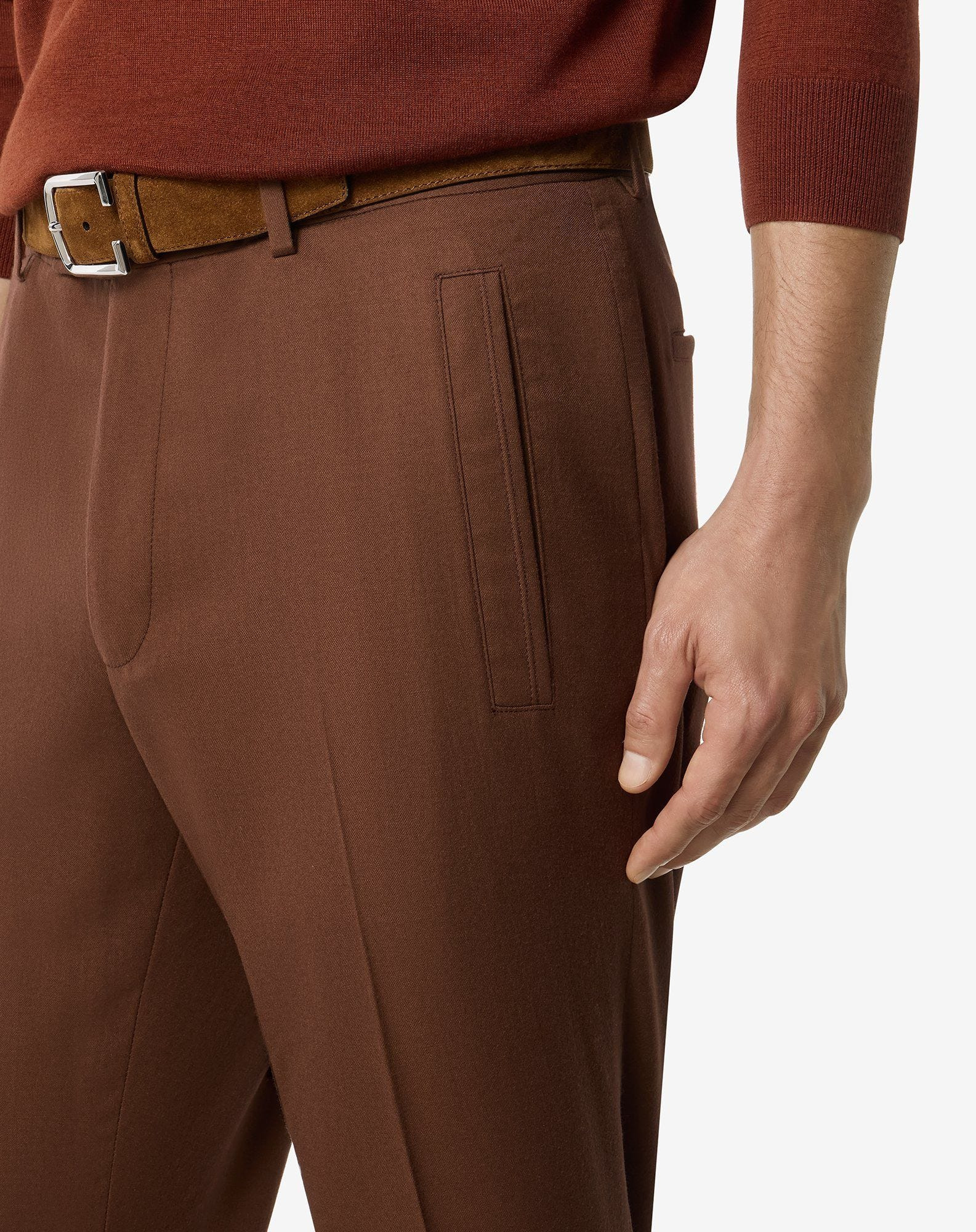 Burned earth pure wool chinos - 5