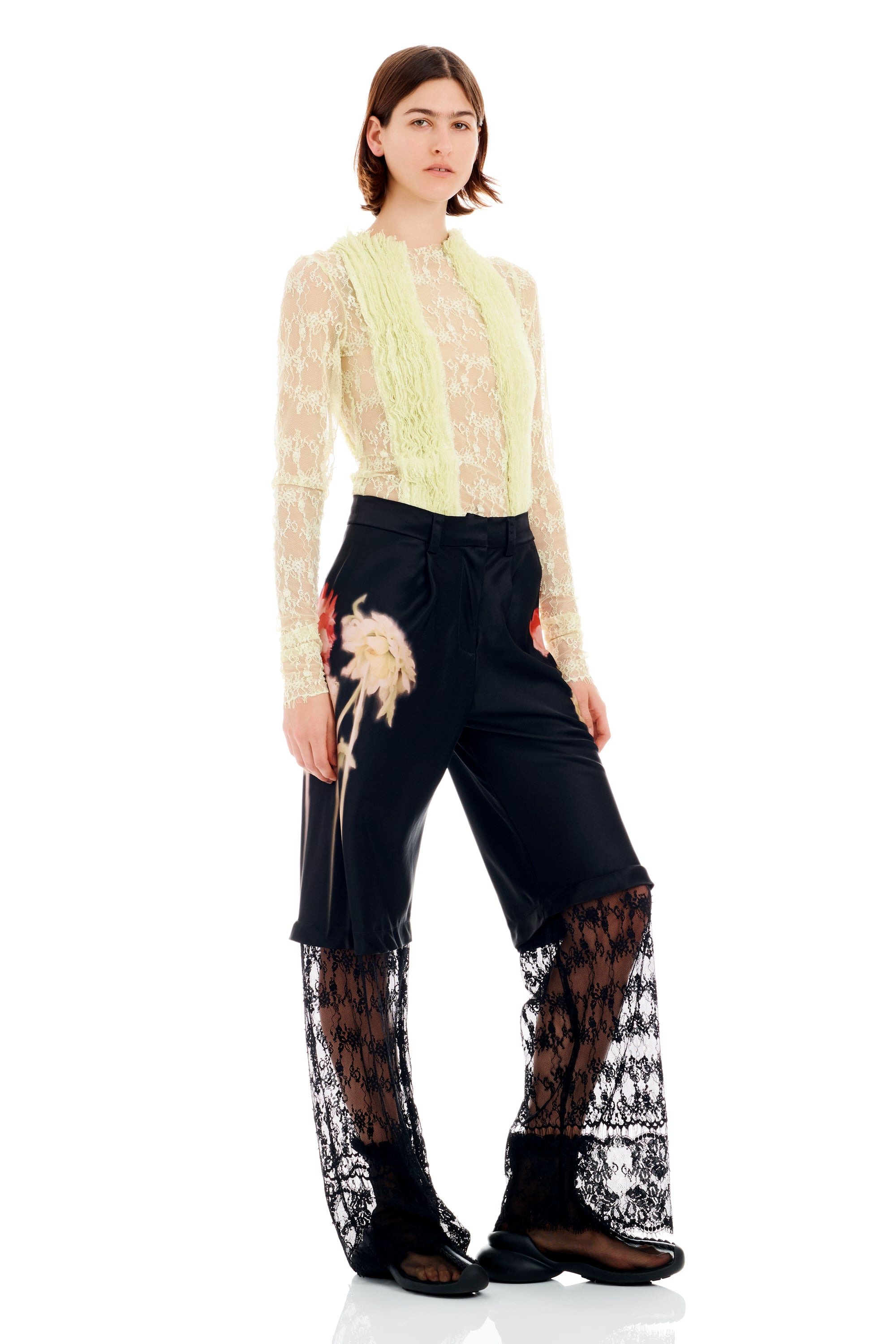 BLACK FLOWER DRIP DANTE LACE TROUSER - 2