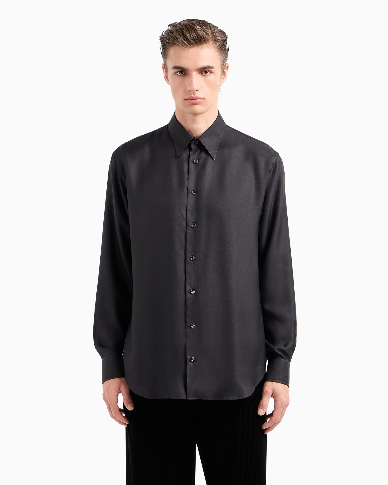 Giorgio's regular-fit silk twill shirt - 4