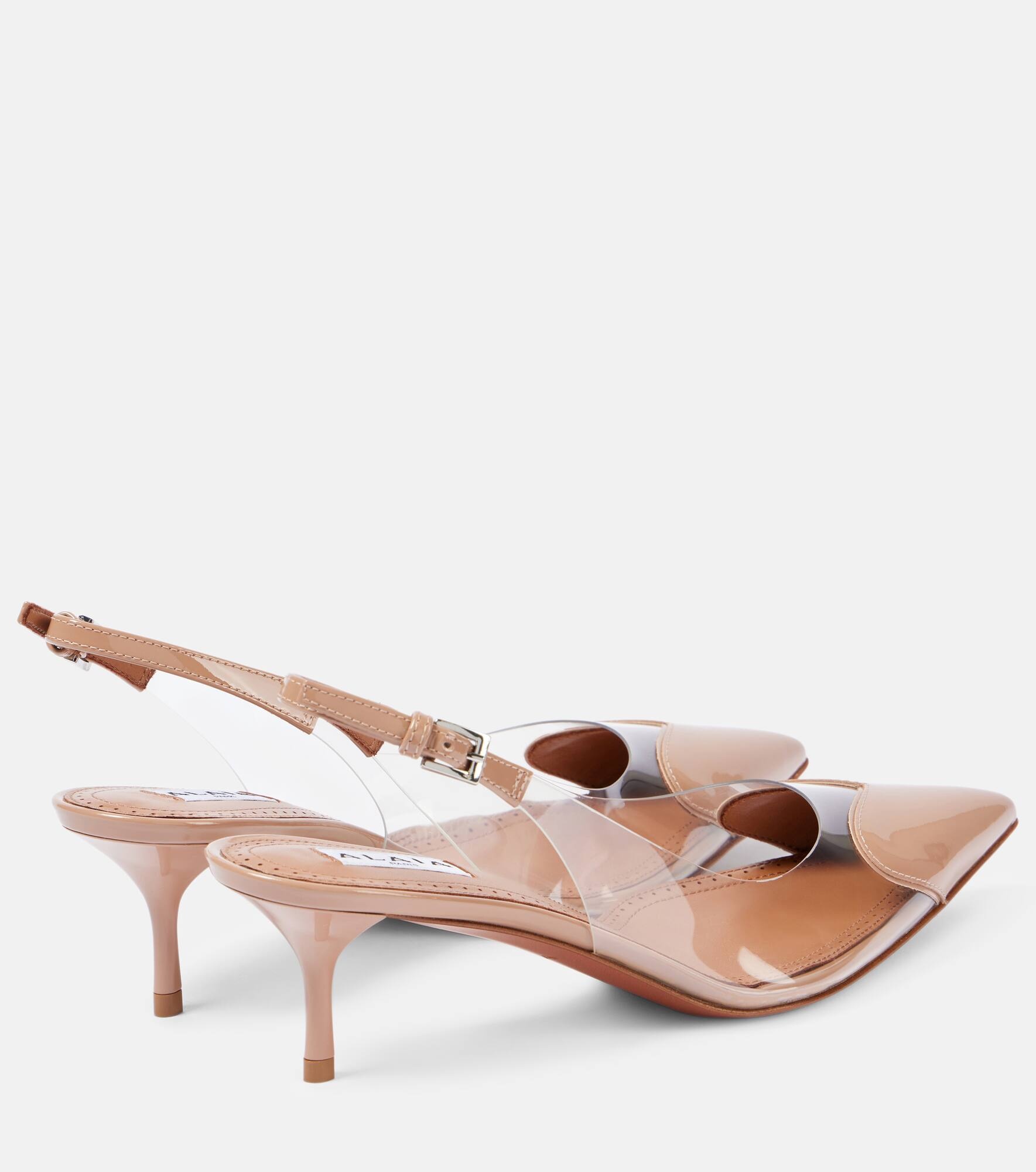 Le Cœur patent leather and PU slingback pumps - 3