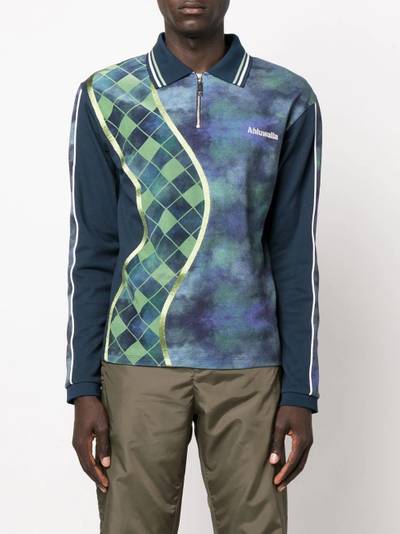 Ahluwalia patchwork effect polo shirt outlook