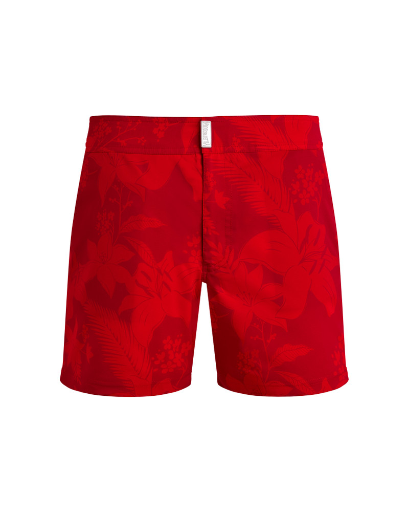 Men Stretch Short Swim Trunks Flat Belt Flower Power 4