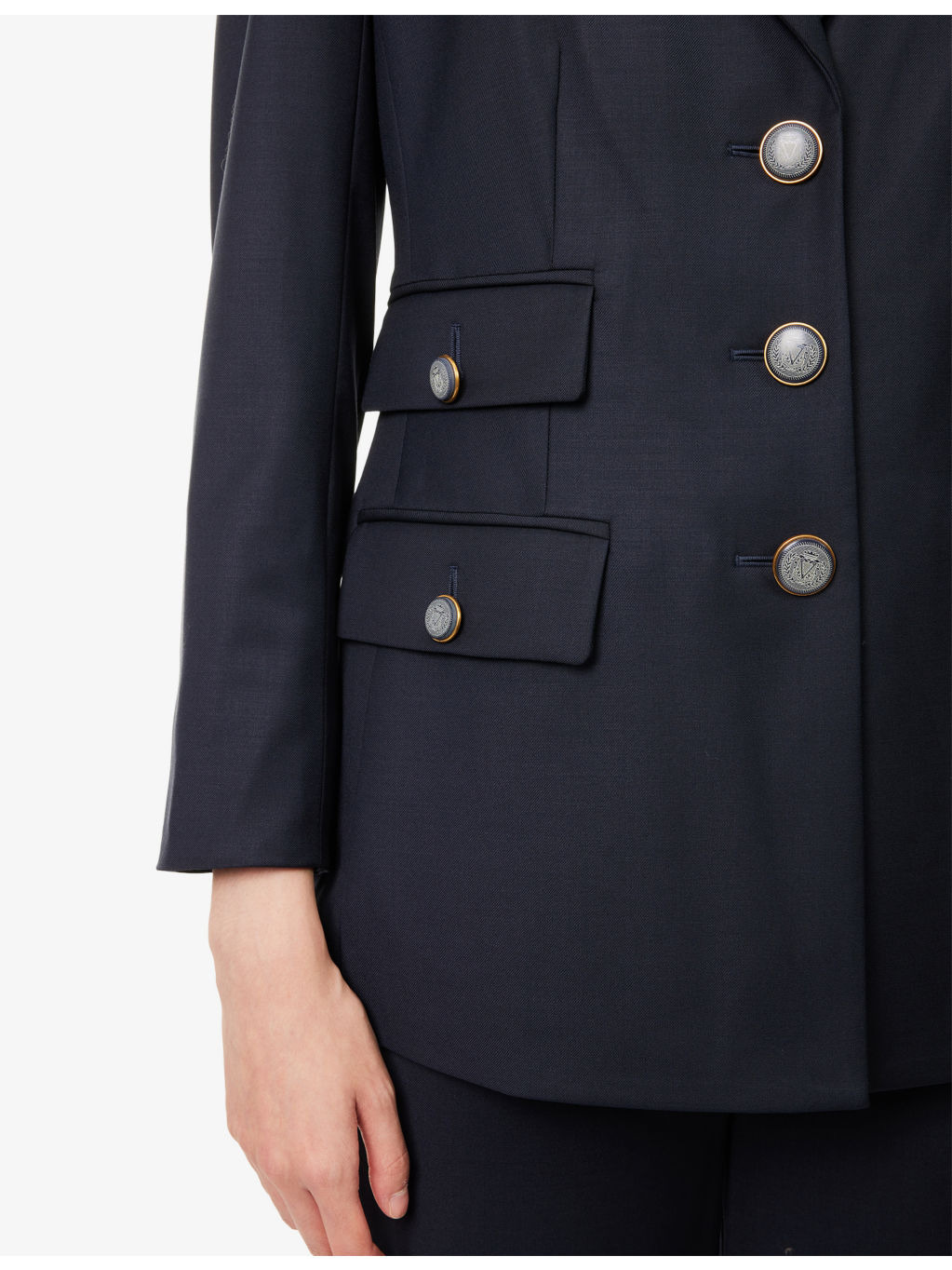Nalani Dickey Peak-Lapels Stretch-Wool Blend Jacket - 5