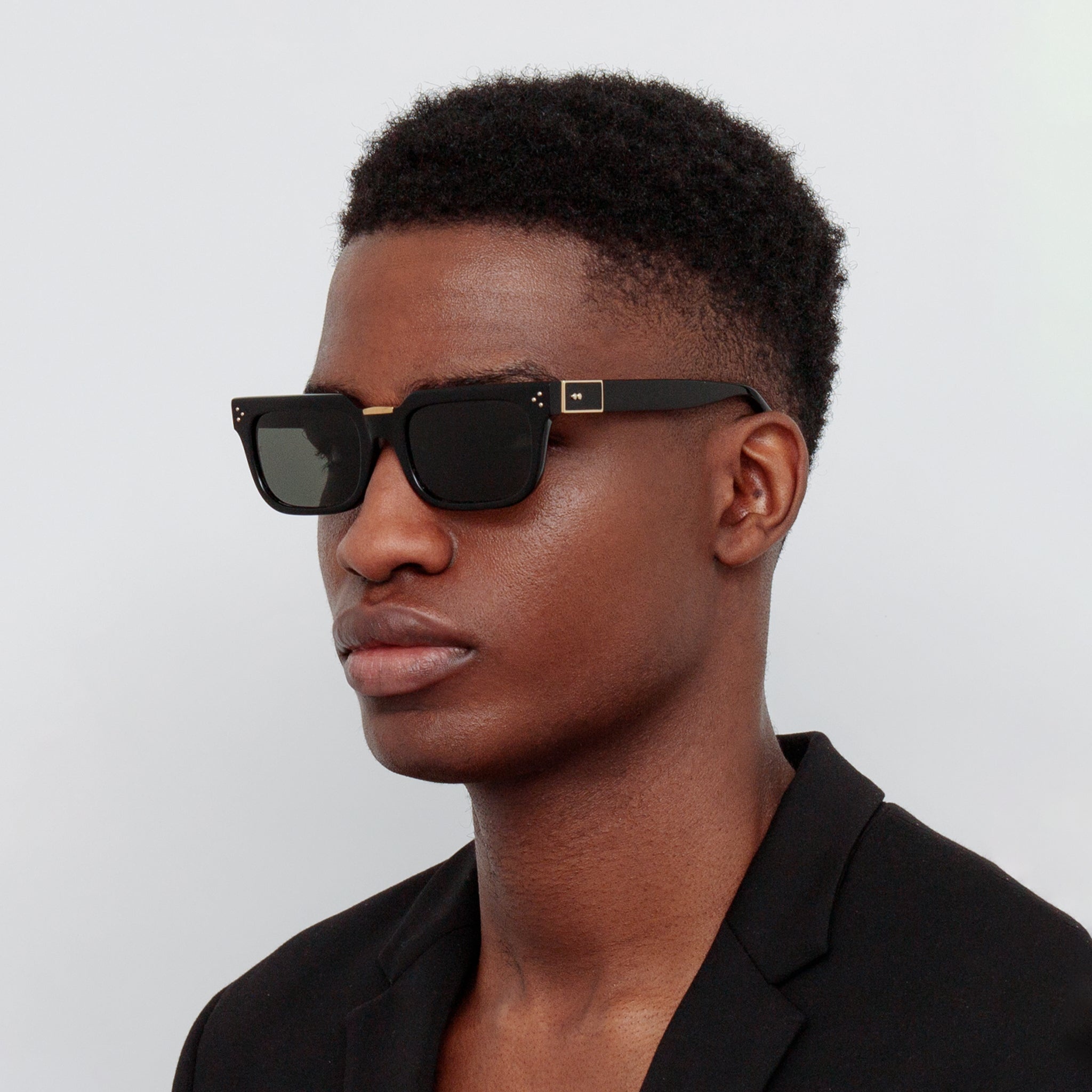 MEN'S YOAN ANGULAR SUNGLASSES IN BLACK - 2