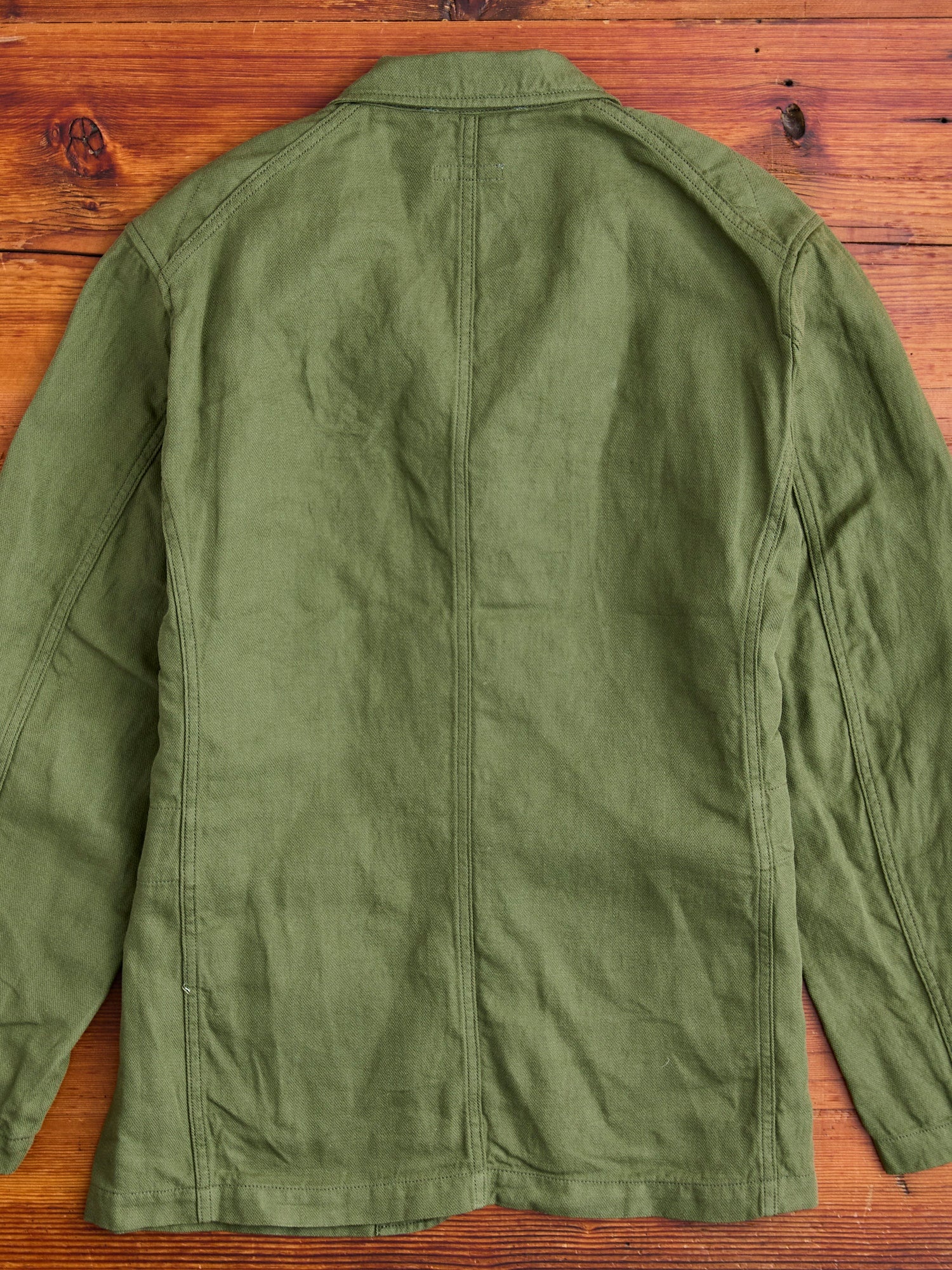 Bedford Jacket in Olive Cotton Hemp Satin - 10