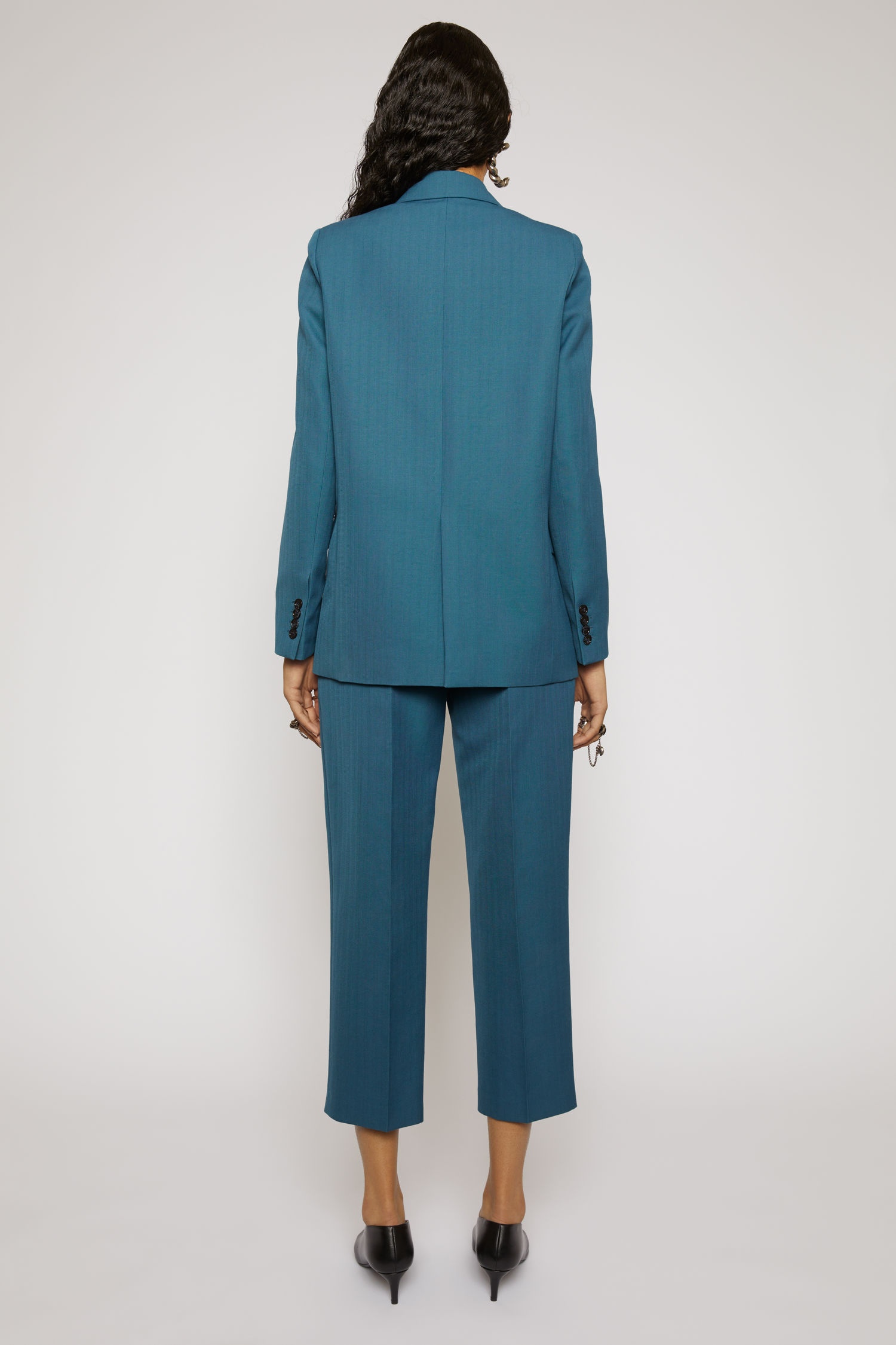 Double-breasted suit jacket teal blue - 4