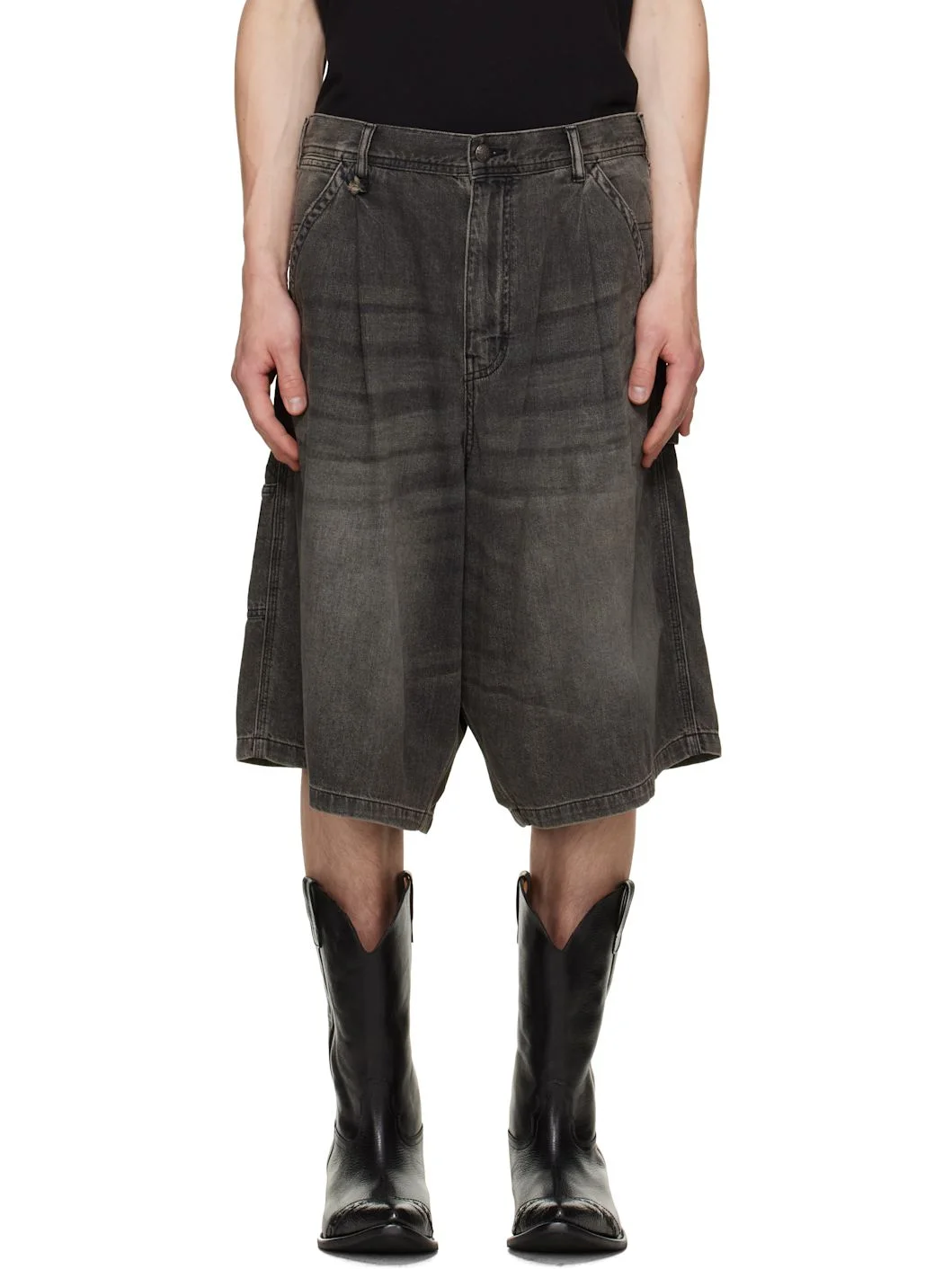 Black Jesse Carpenter Denim Shorts - 1