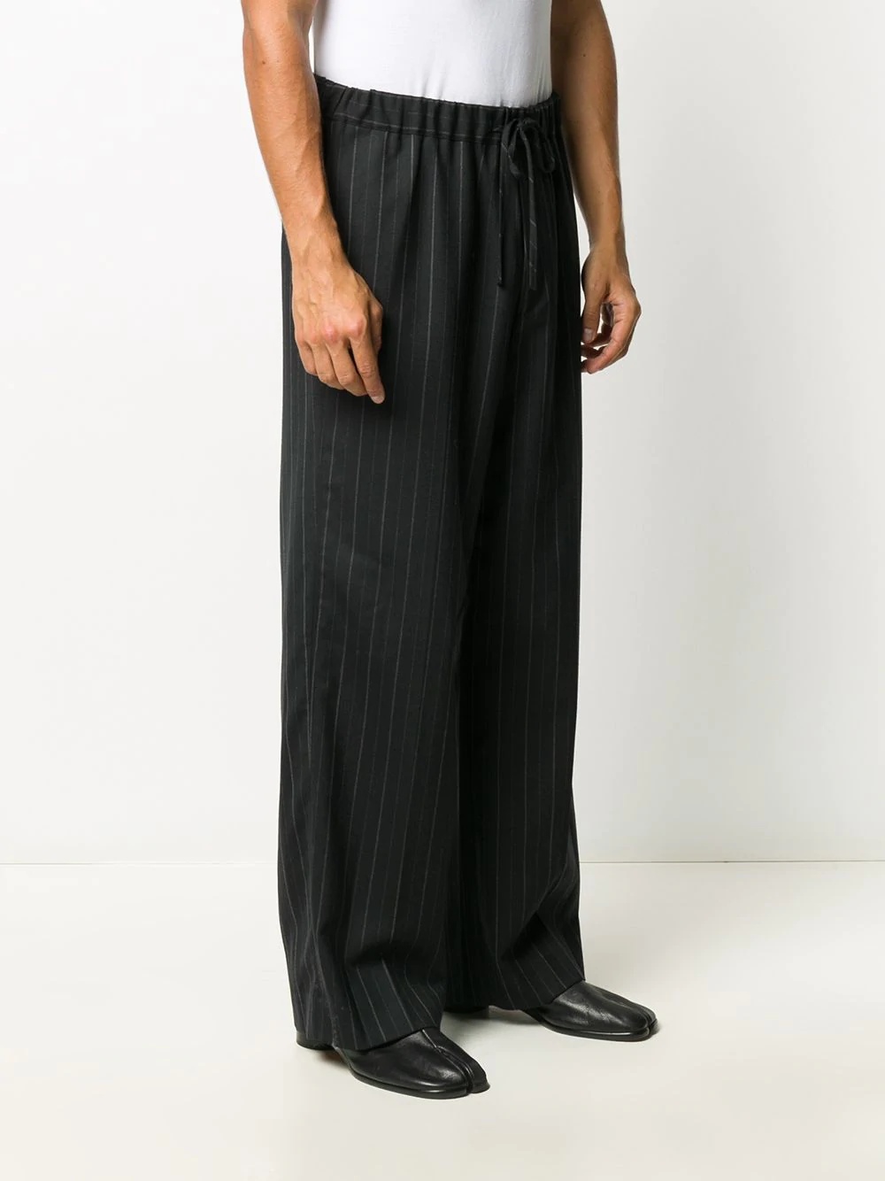 pinstripe wide leg trousers - 3