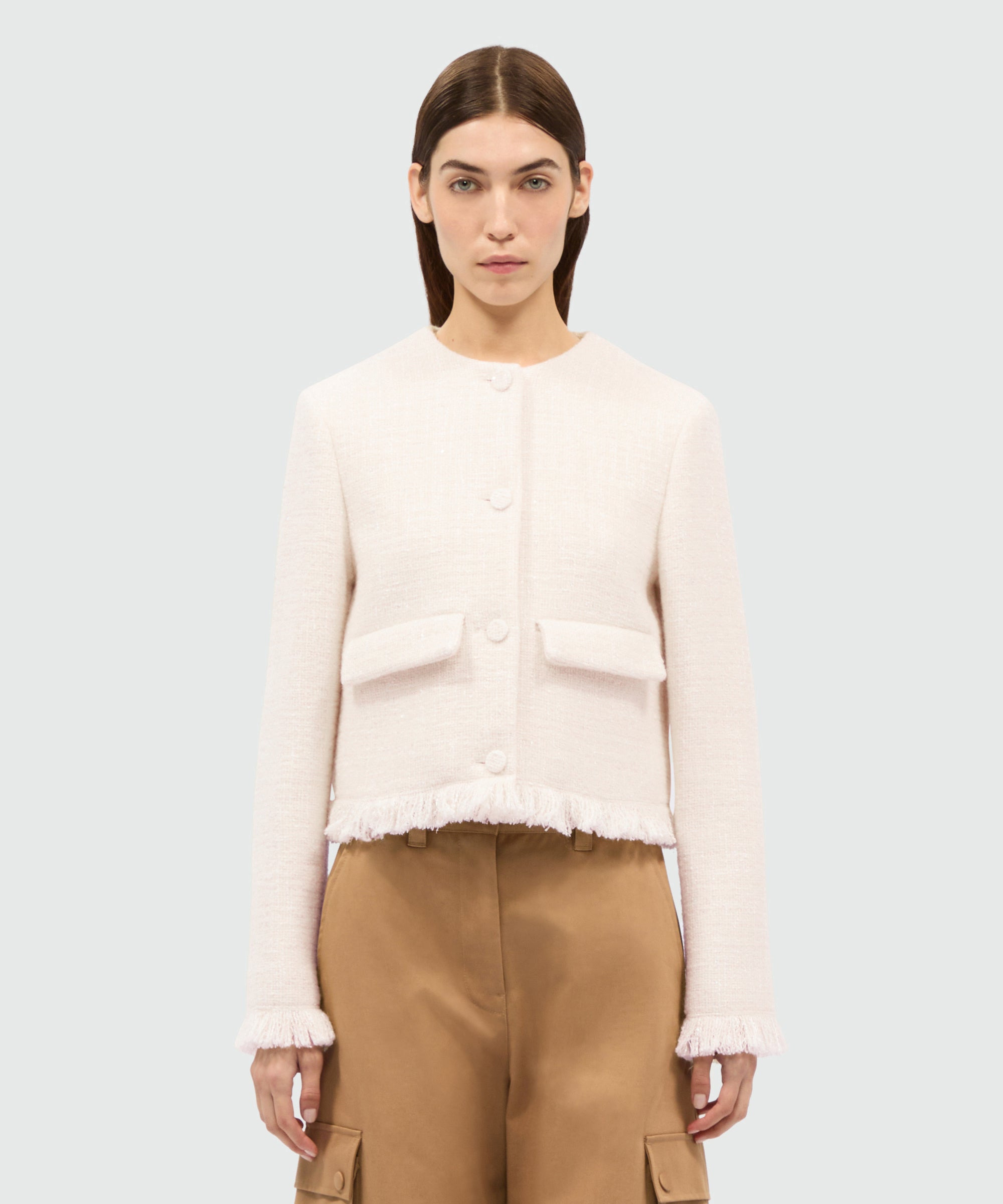 Ivory bouclé jacket with micro sequins - 2