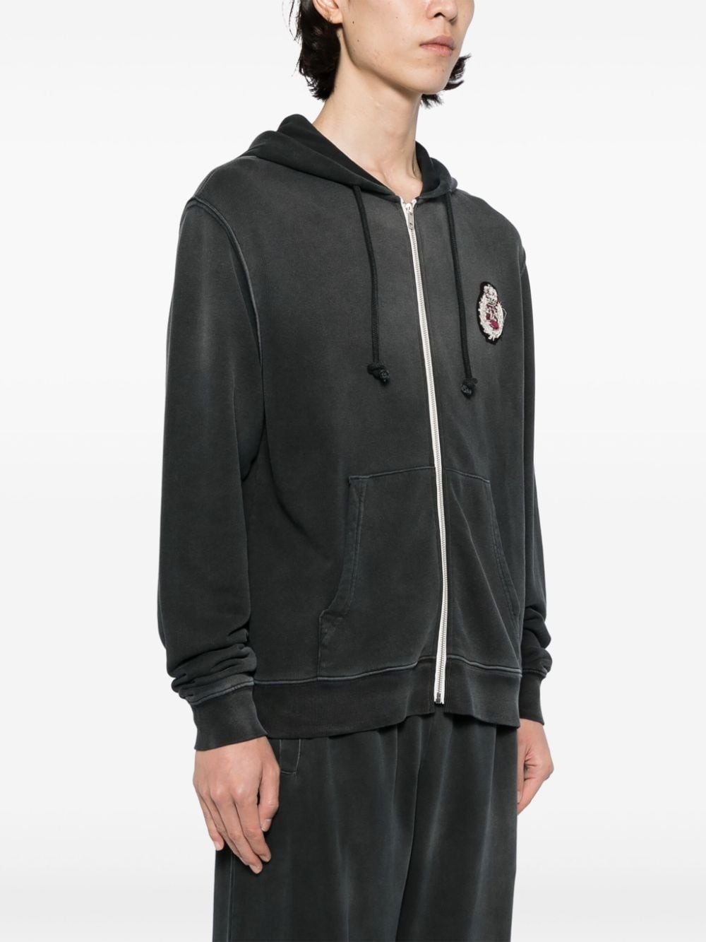 appliqué-logo cotton hoodie - 3