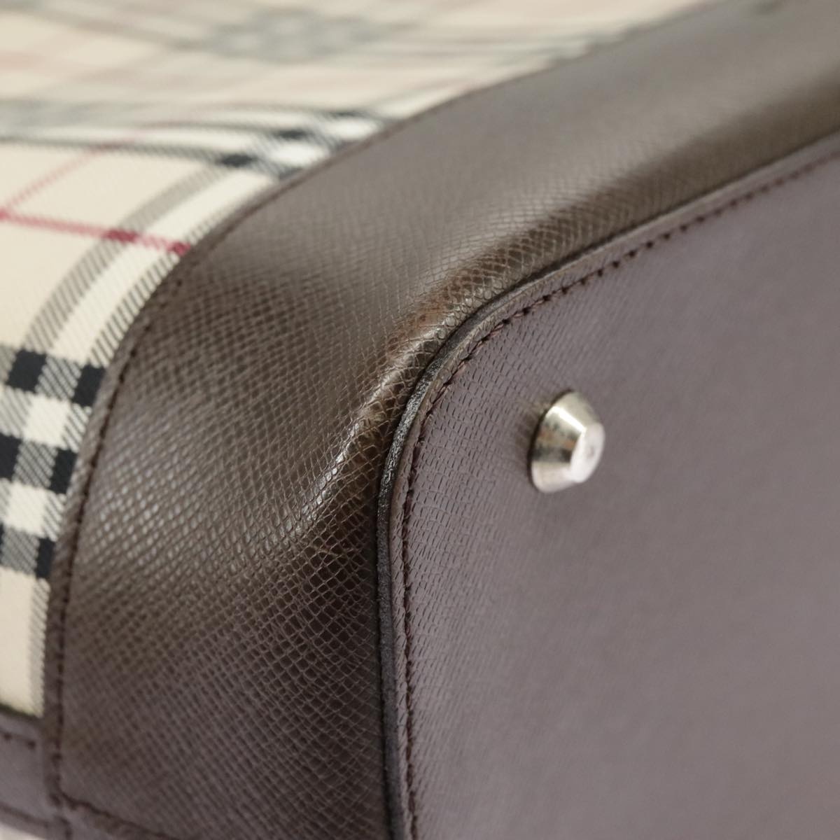 Burberry Nova Check Hand Bag Canvas Leather Beige - 9