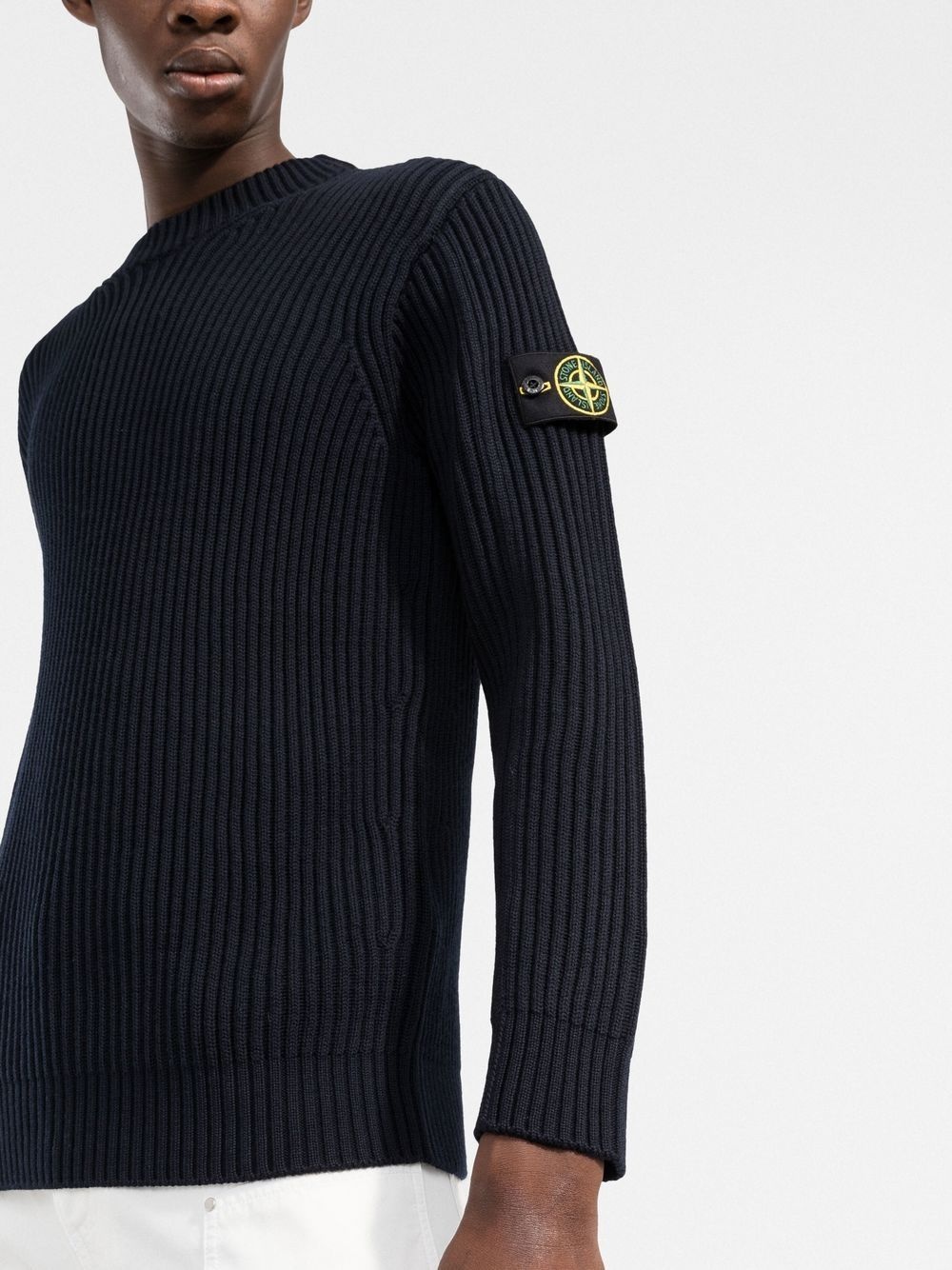 logo patch ribbed jumper - 3