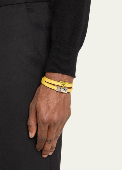 Prada Men's Saffiano Leather Logo Bracelet outlook