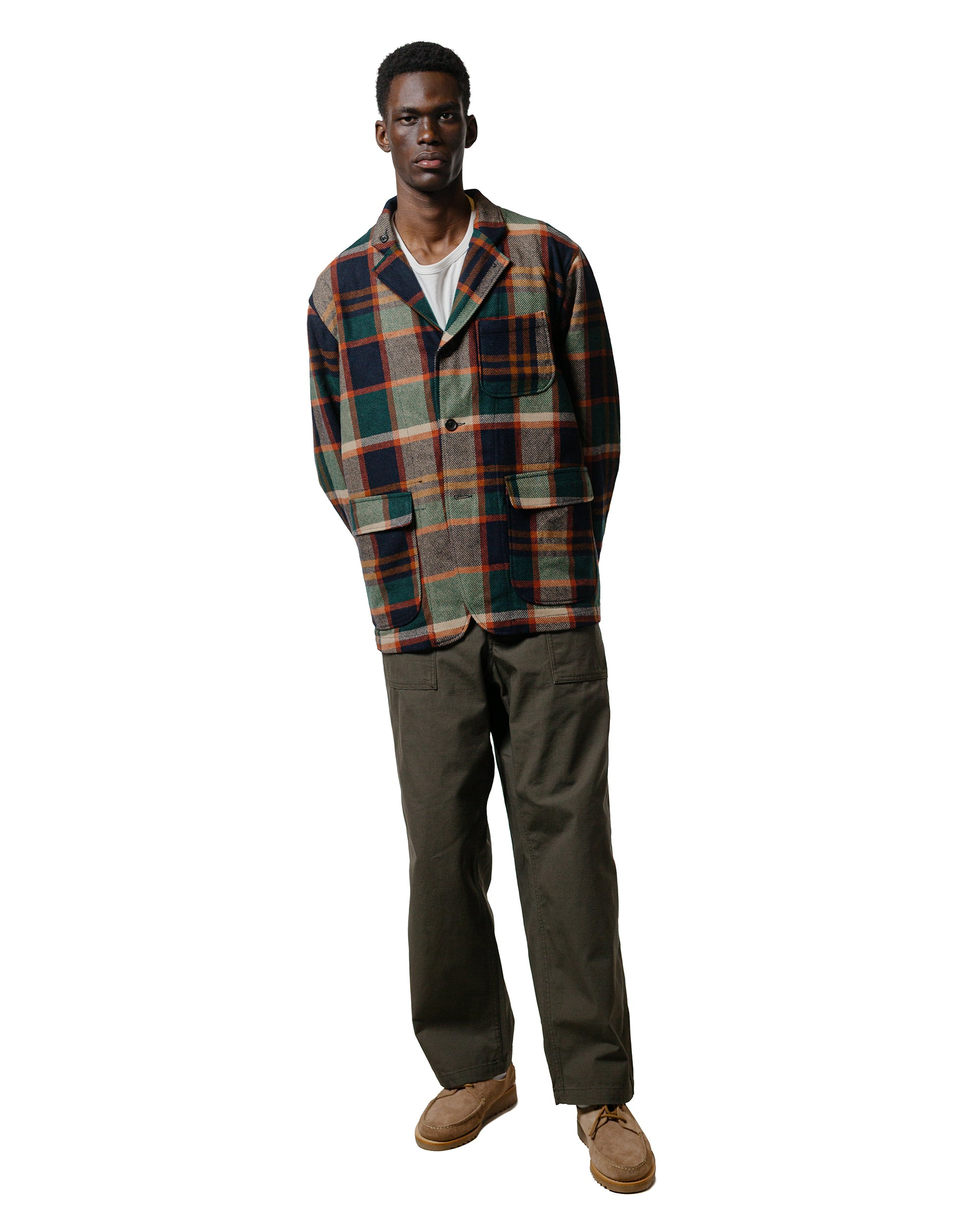 Loiter Jacket Navy/Brown Heavy Wool Plaid - 4