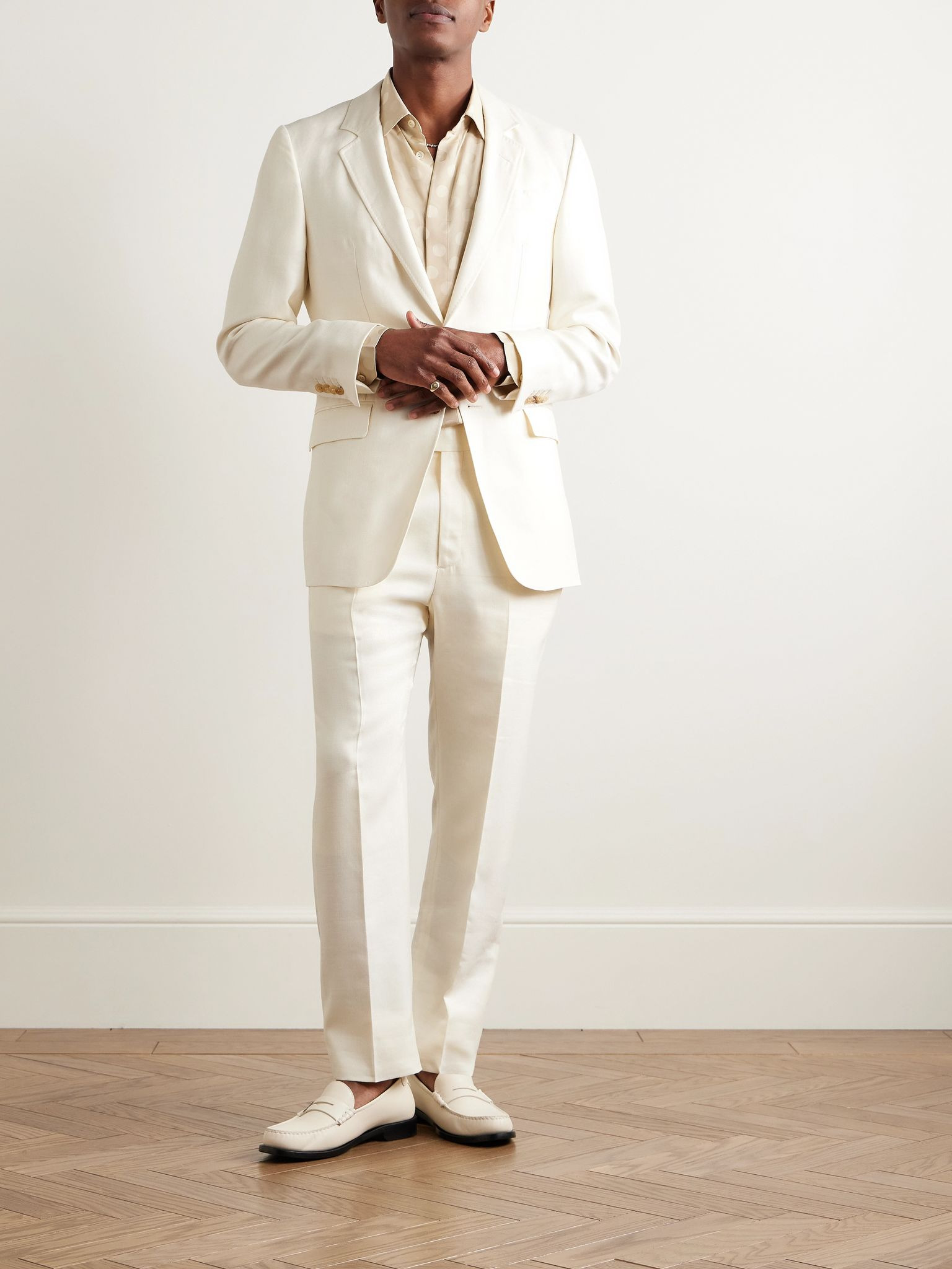 Irving Slim-Fit Unstructured Wool, Silk and Linen-Blend Twill Suit Jacket Ivory - 2