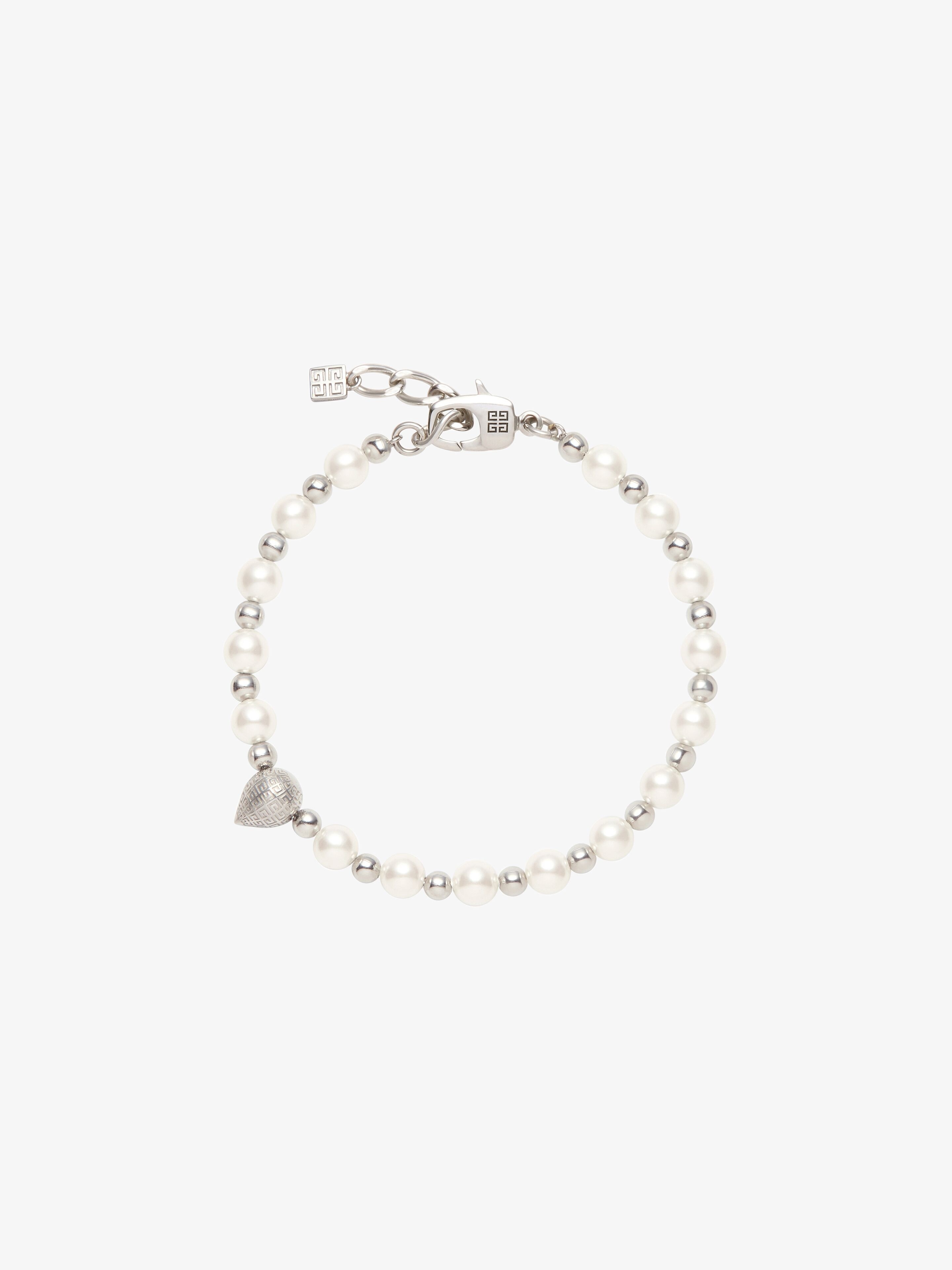 G STUD BRACELET IN METAL WITH PEARLS - 4
