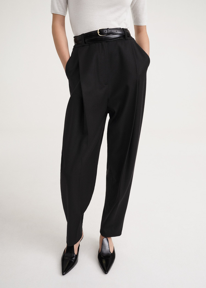 Deep pleat wool trousers black 4
