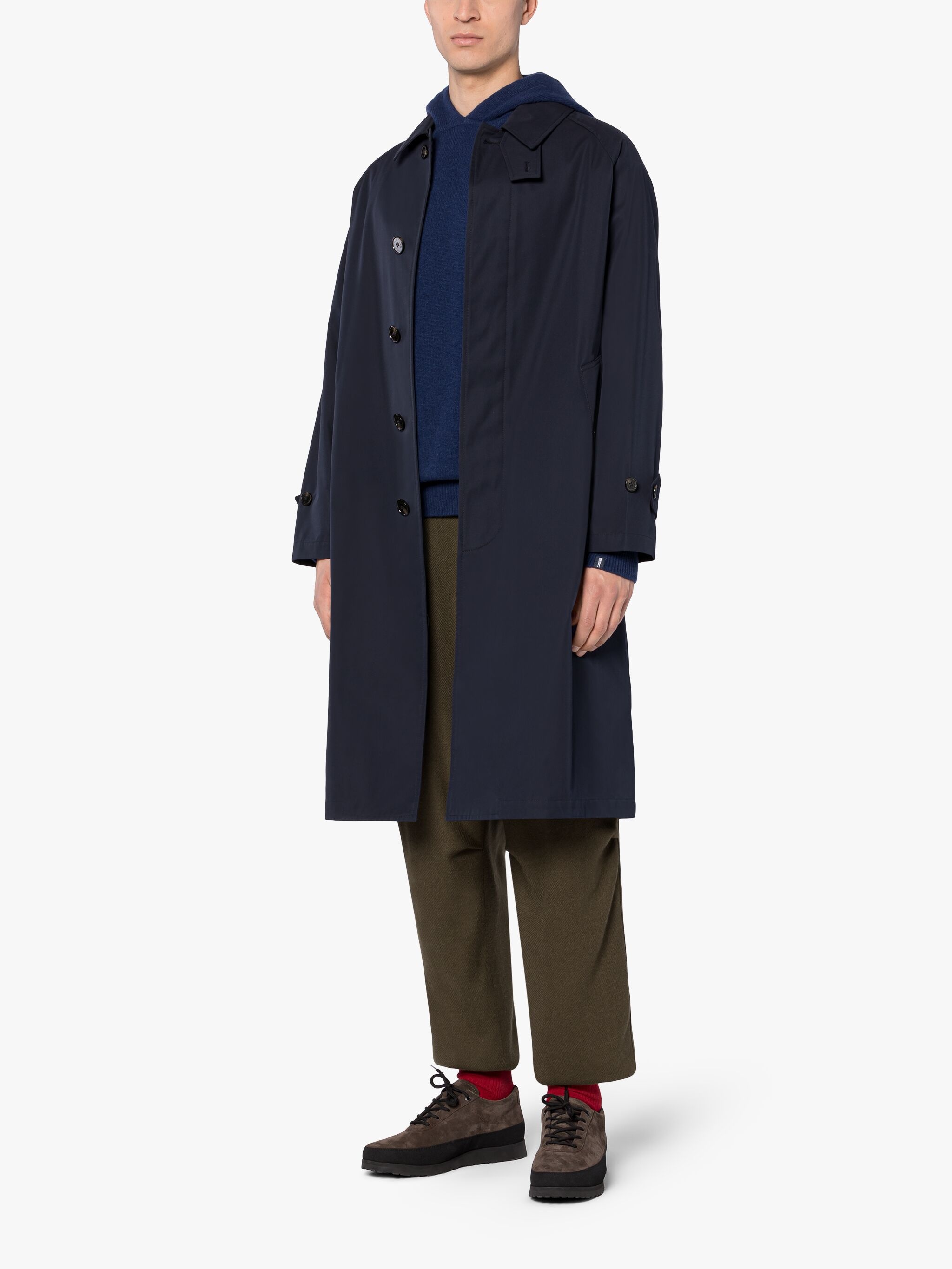 SELWYN NAVY COTTON OVERCOAT - 4