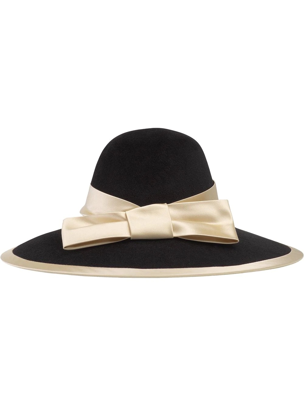 satin ribbon wide brim hat - 1