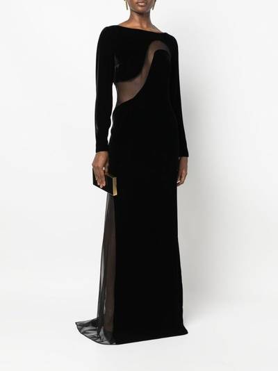 TOM FORD Mesh-panelled velvet gown outlook