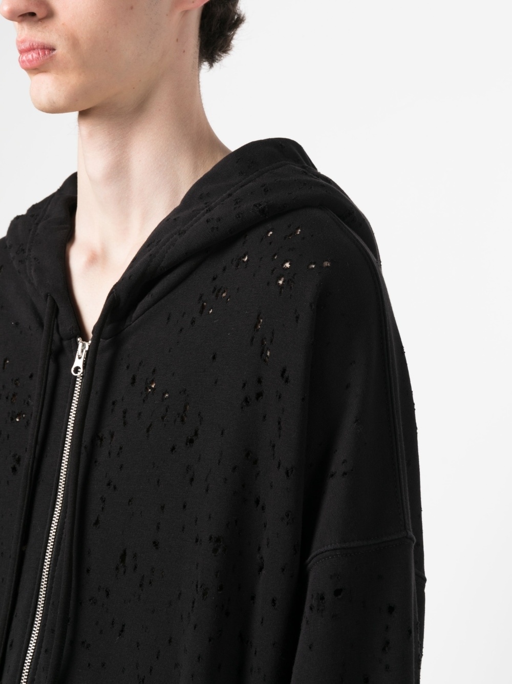 oversize perforated hooded jacket - 5