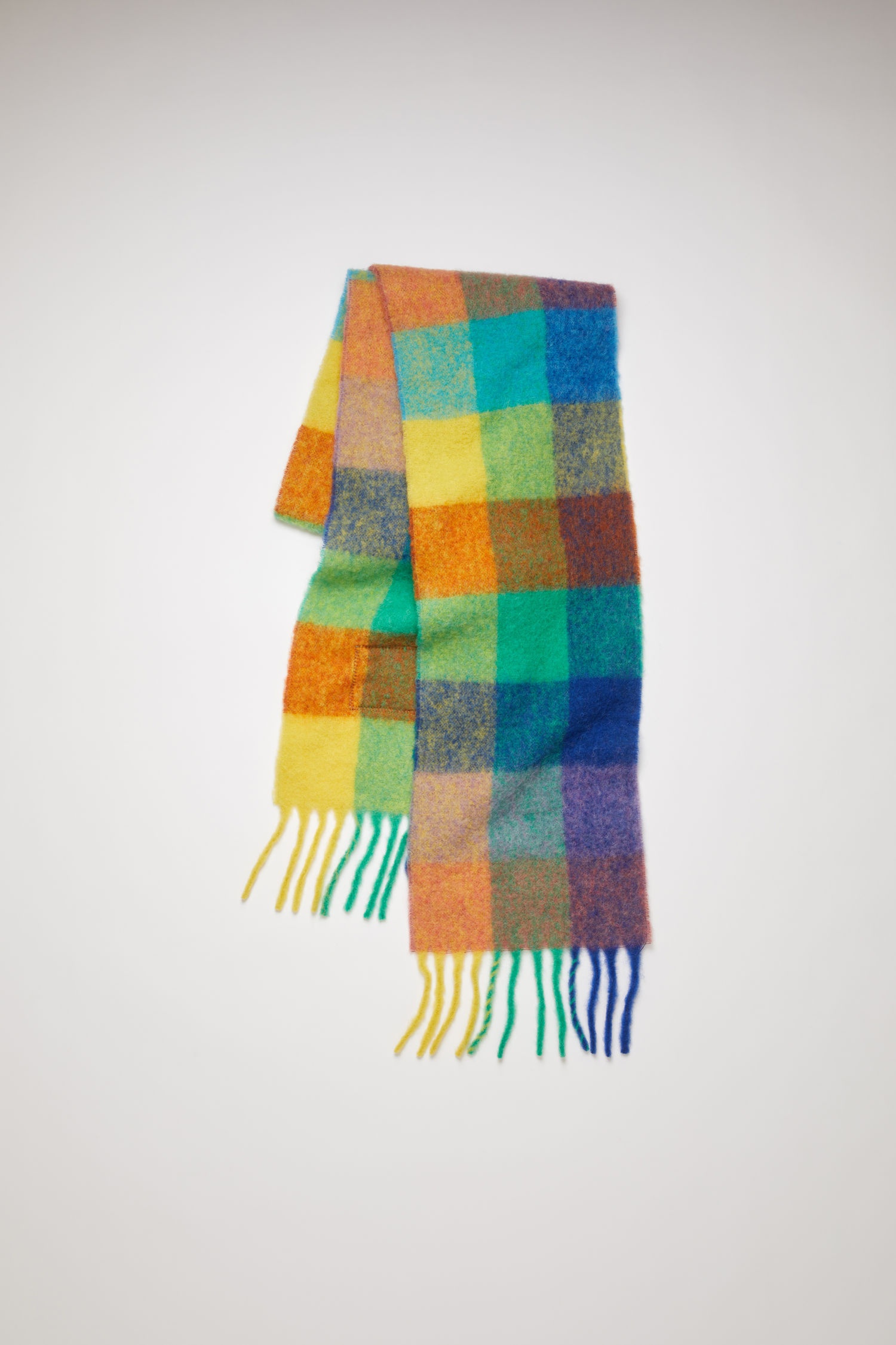 Multi check scarf blue/orange/green - 2