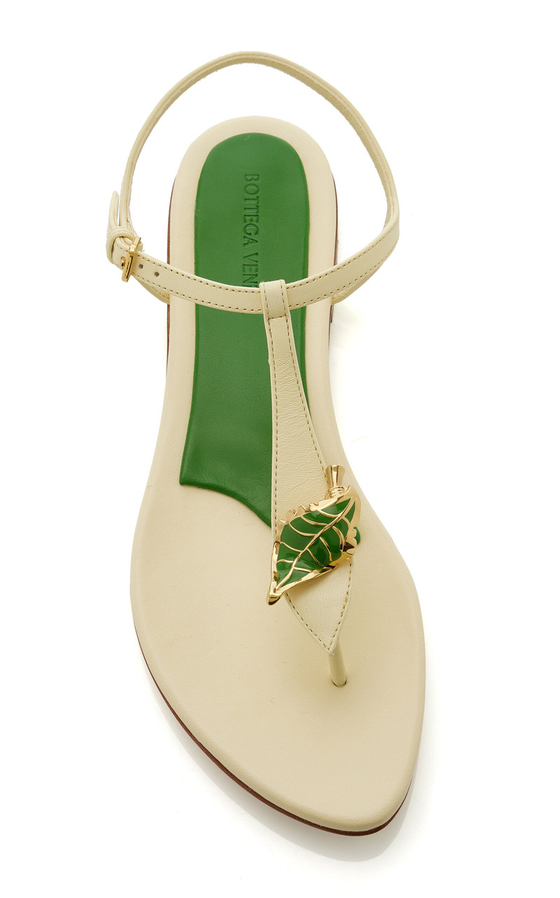 Bottega Veneta Rana Bamboo-Detailed Leather Sandals yellow outlook