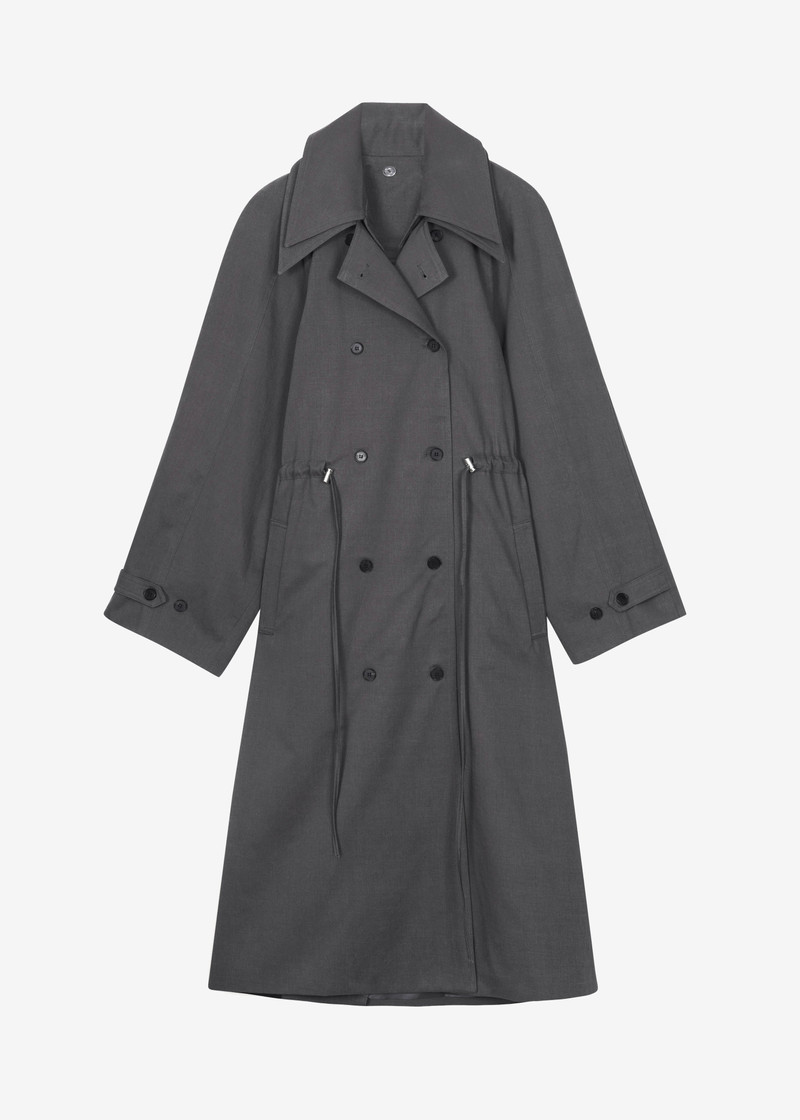 Elrod Drawstring Trench - Grey 1