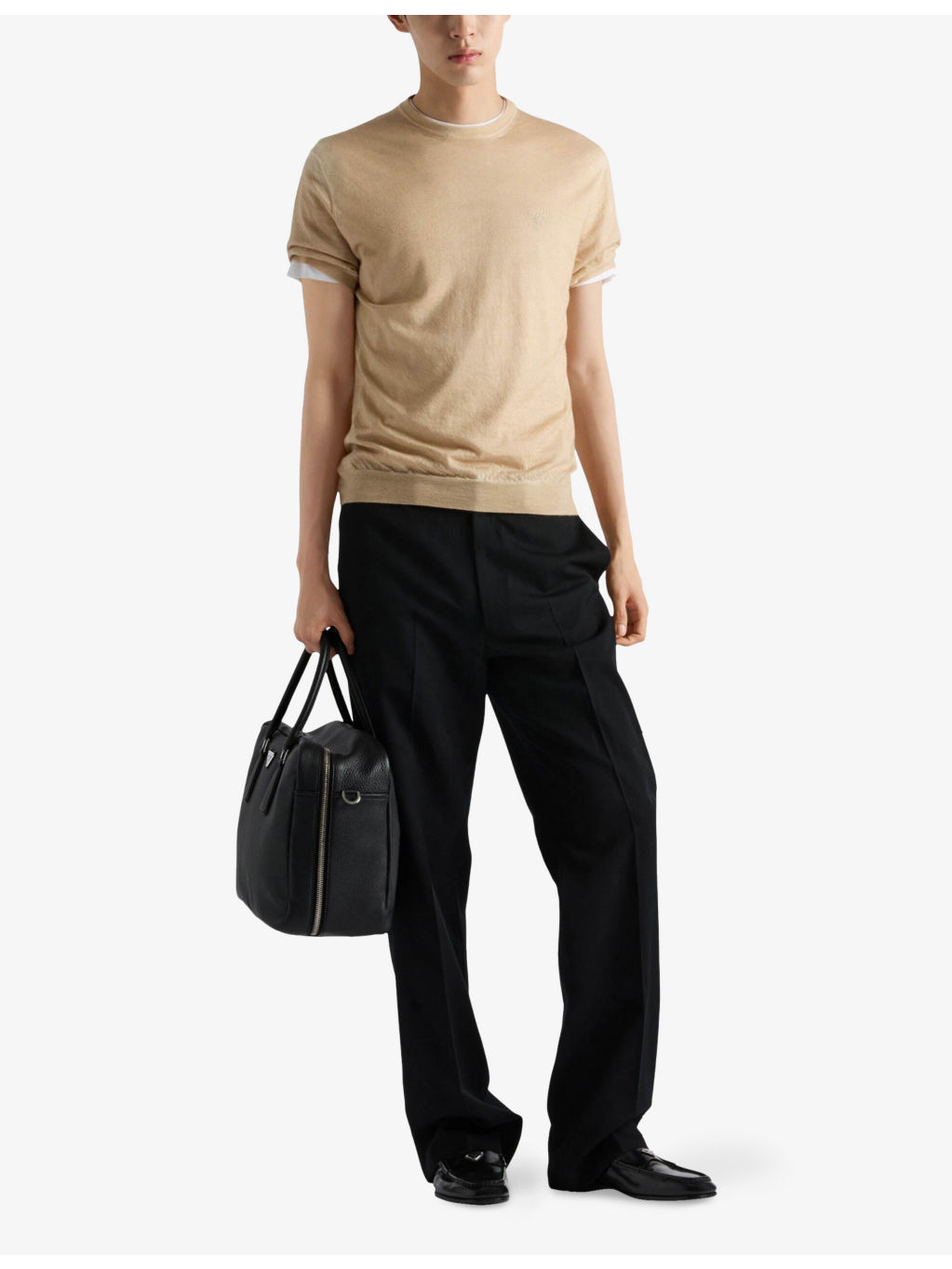 Crew-Neck Short-Sleeve Cashmere Knitted Jumper - 2