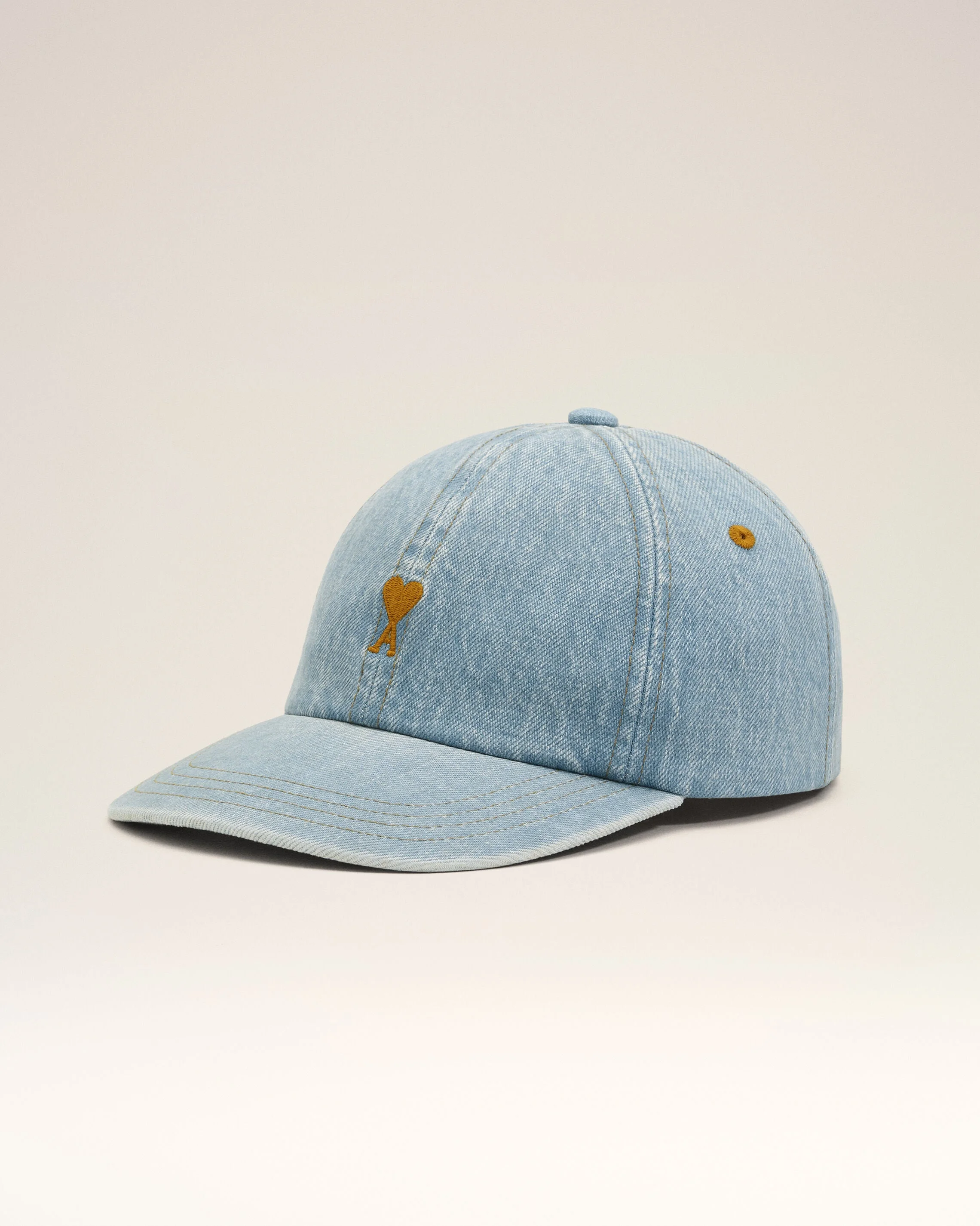 BLUE DENIM COTTON CAP WITH AMI DE COEUR - 1
