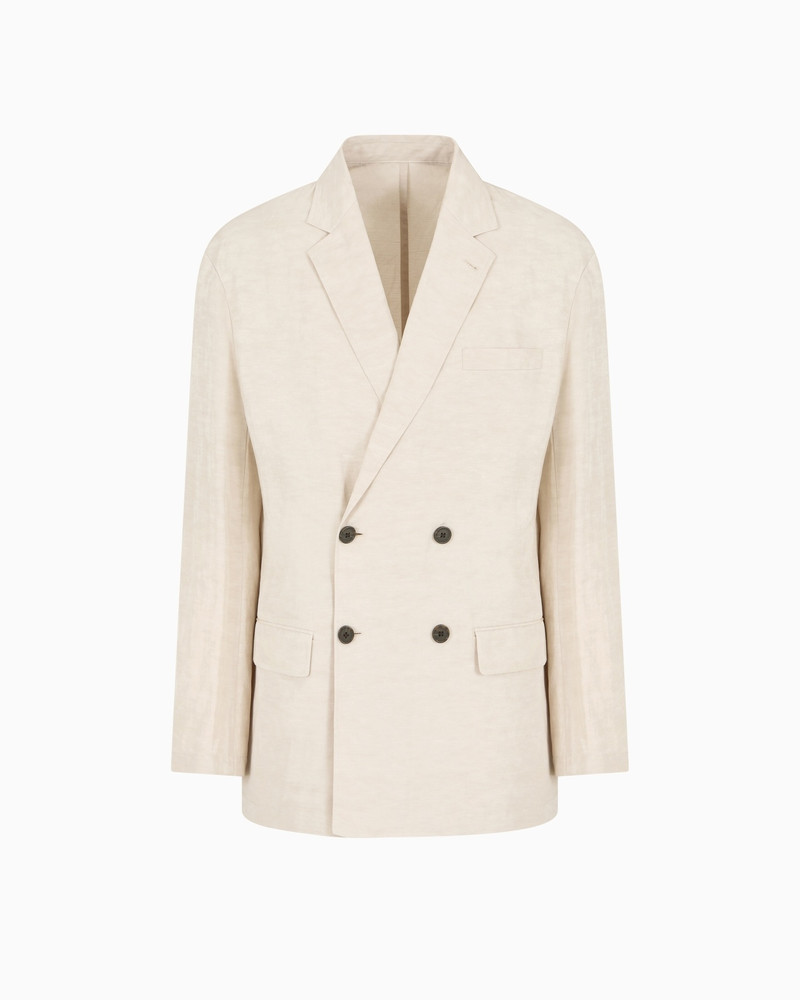 DOUBLE-BREASTED LINEN-BLEND BLAZER 1
