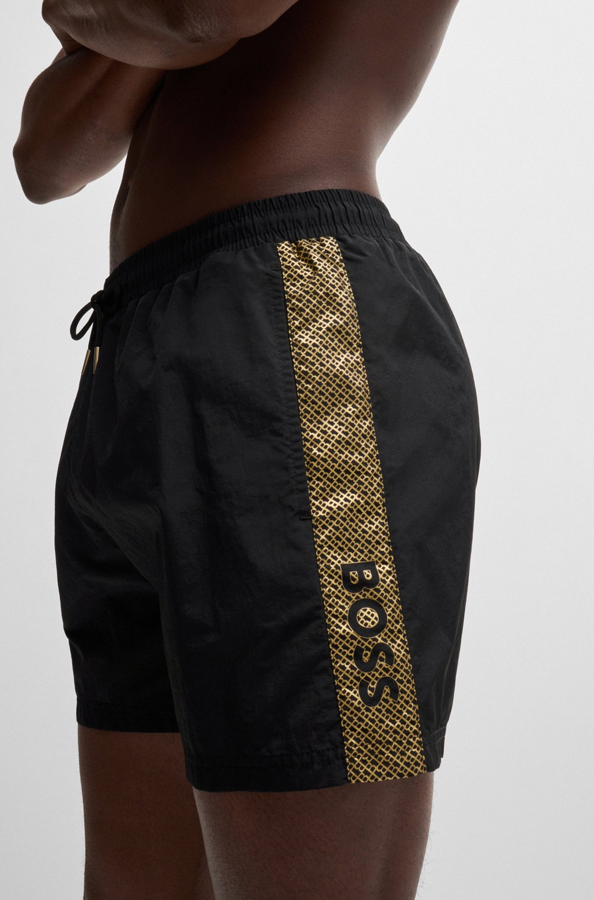 QUICK-DRYING SWIM SHORTS WITH METALLIC LOGO - 3
