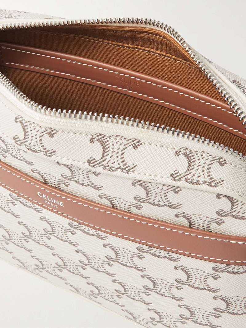 Small Triomphe Leather-Trimmed Logo-Print Coated-Canvas Messenger Bag 3