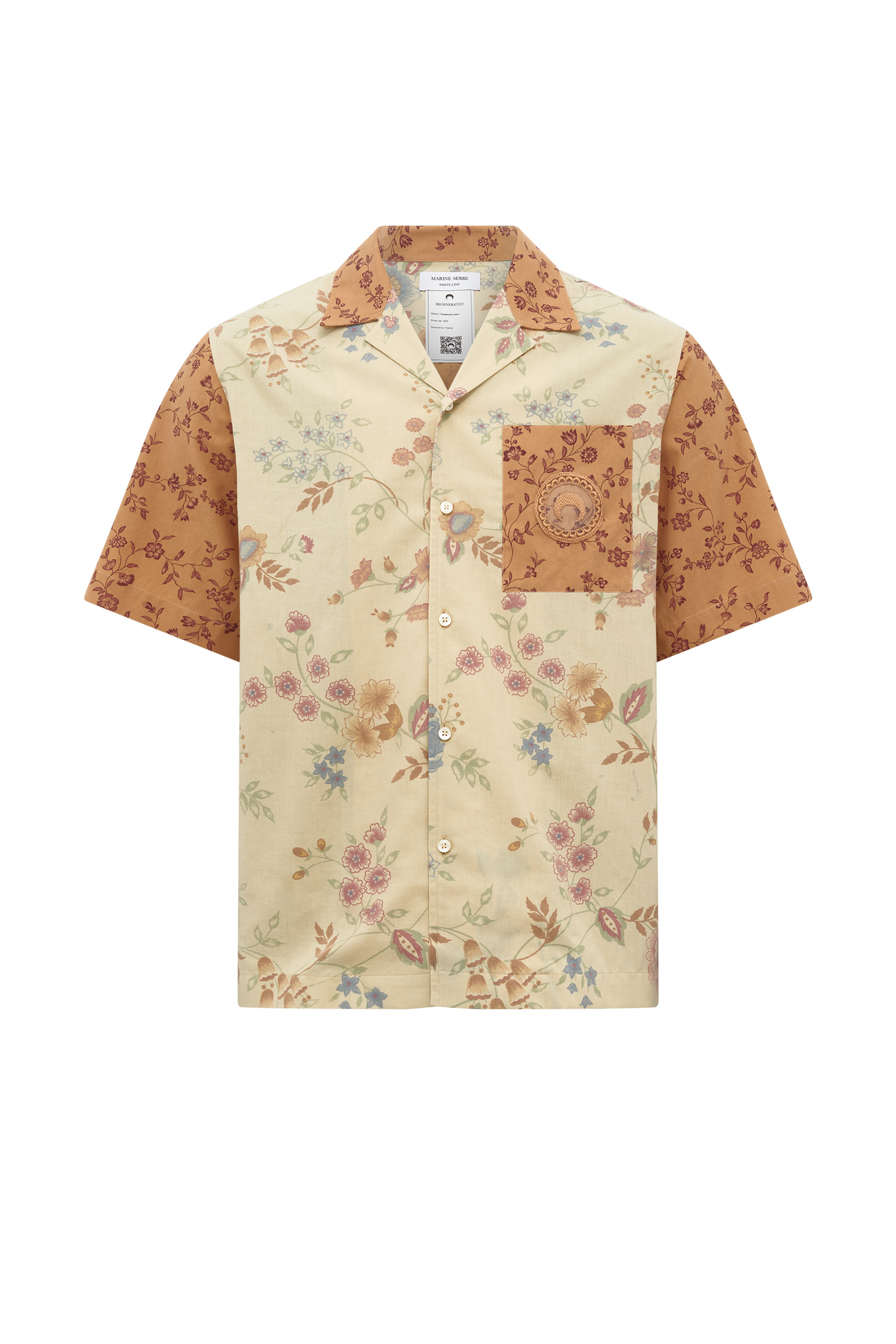 Upcycled Floral Linen Bowling Shirt - 5