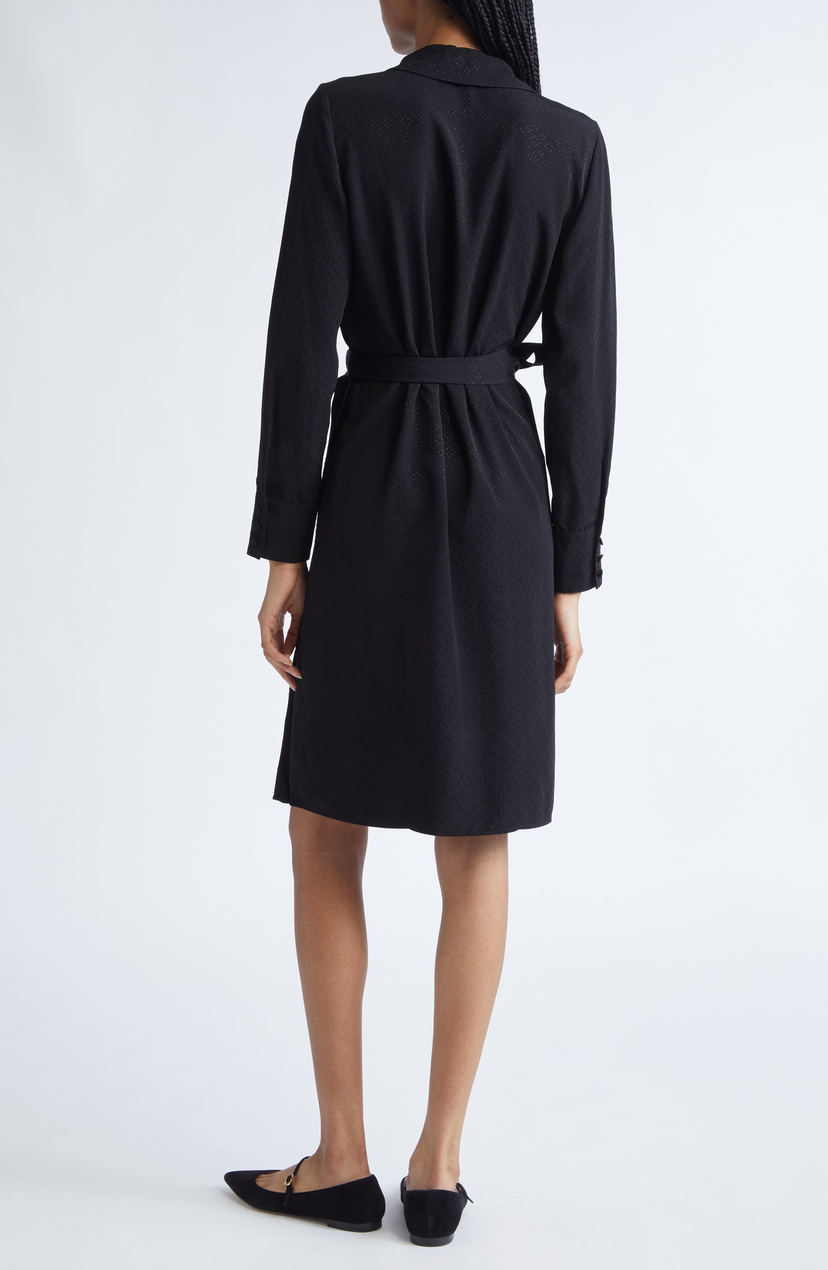 Emporio Armani Long Sleeve Jacquard Faux Wrap Dress in Black at Nordstrom - 2