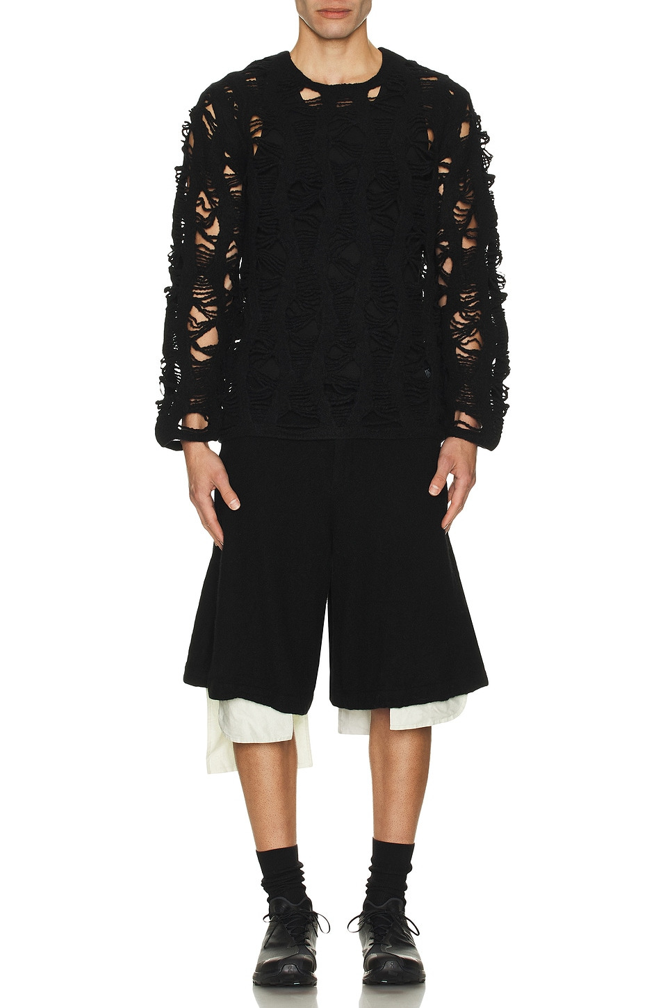 Worsted Yarn Splashed Pattern Pullover - 4