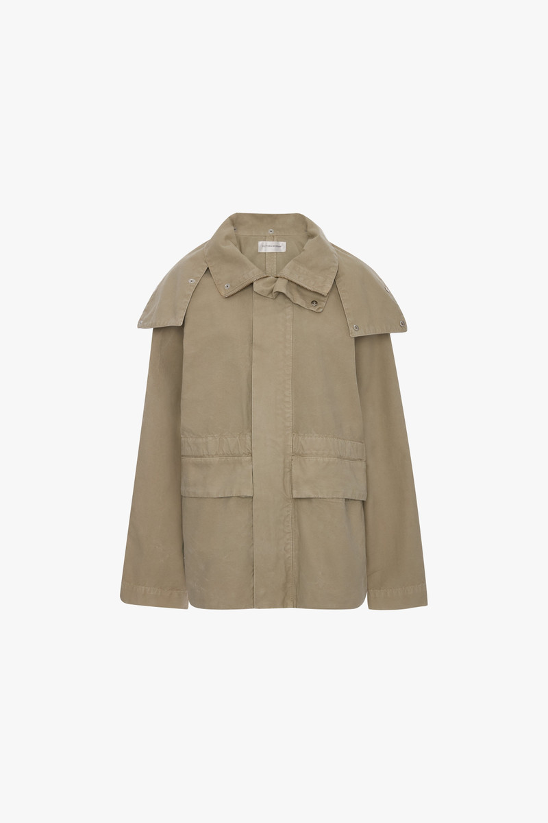 Hooded Utlity Jacket In Stone Grey 1