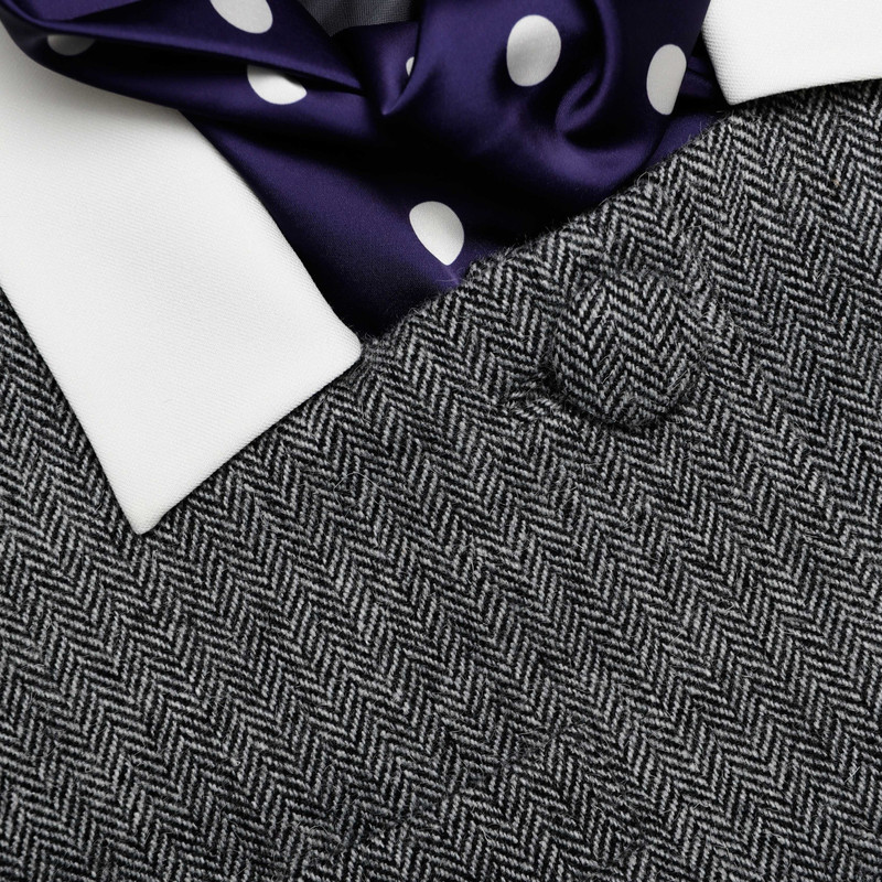Grey Herringbone Scarf Detail Jacket 6