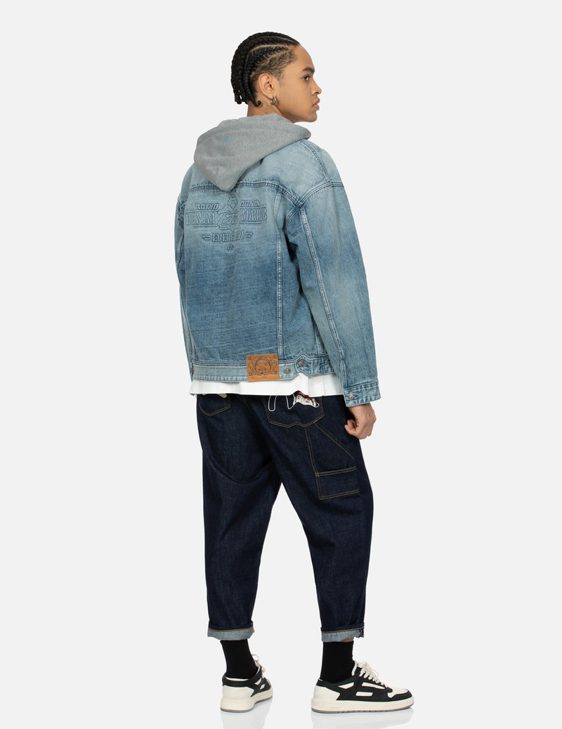 SEAGULL AND LOGO EMBOSSED PRINT LOOSE FIT DENIM JACKET 4