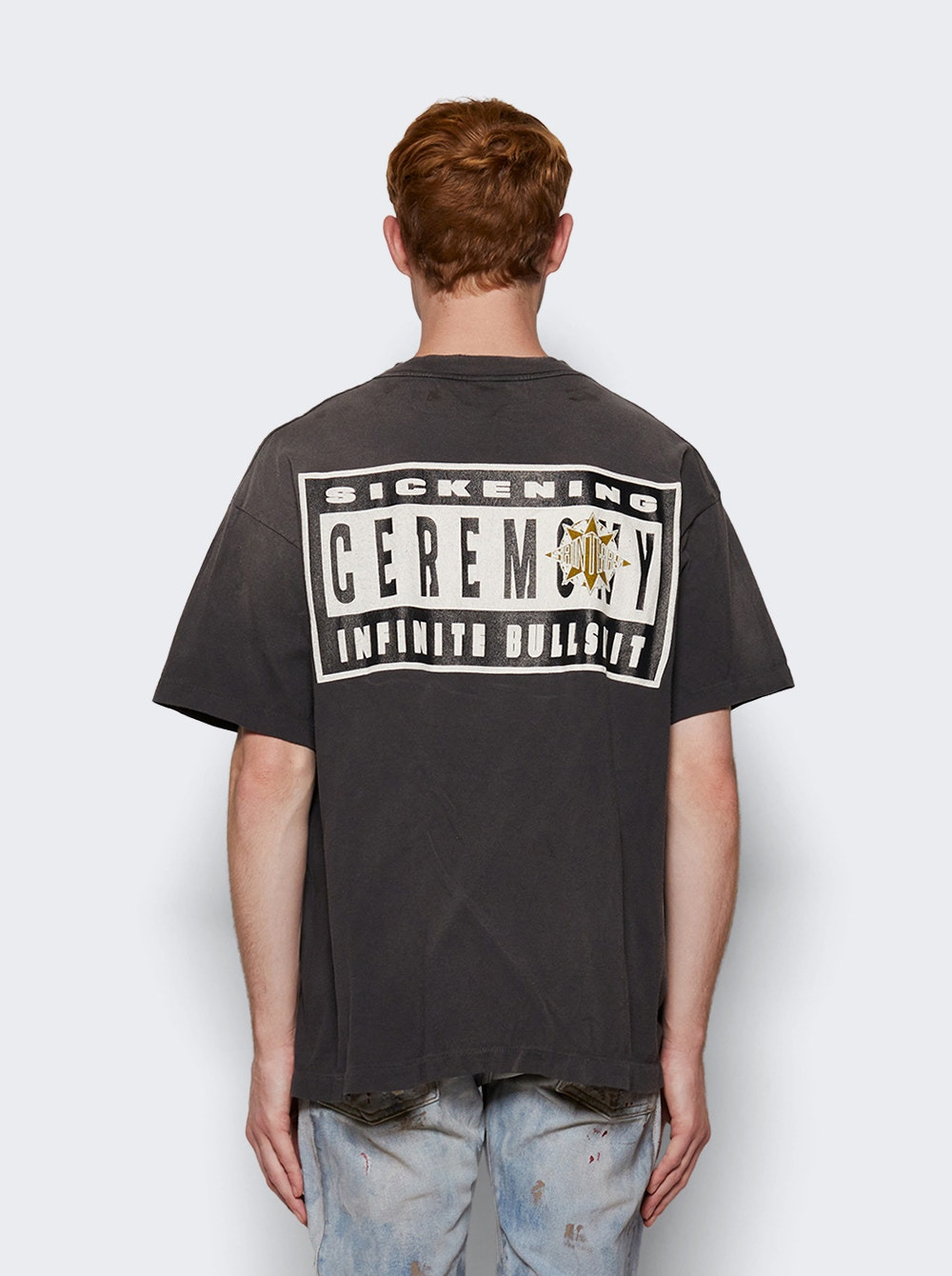 X Denim Tears Short Sleeve T-shirt Washed Black - 5