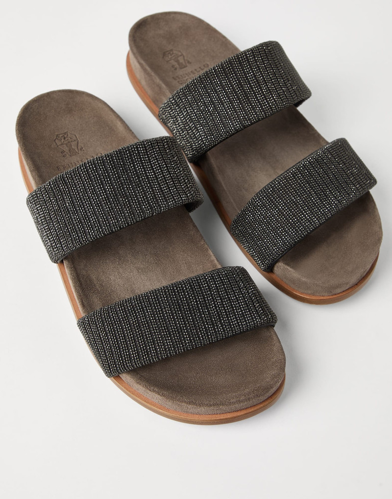 Suede slides with precious straps 3