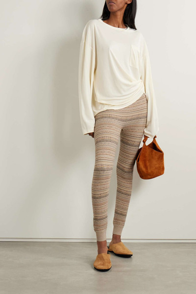 Loro Piana Fair Isle wool-blend tapered leggings outlook